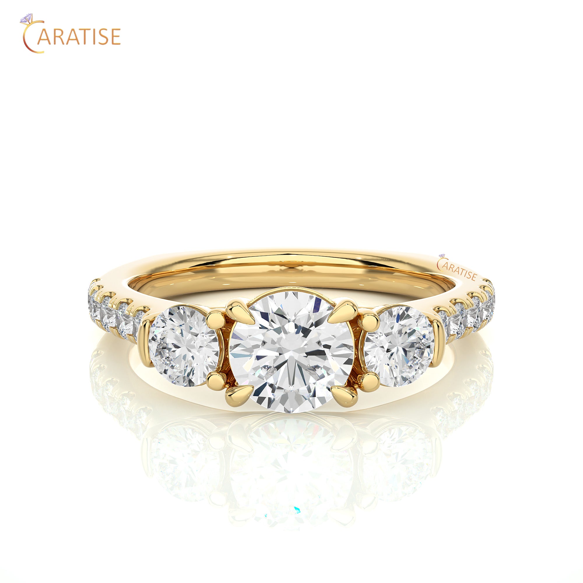 1.55 TDW Round Cut Engagement Moissanite Diamond Ring 925 Silver