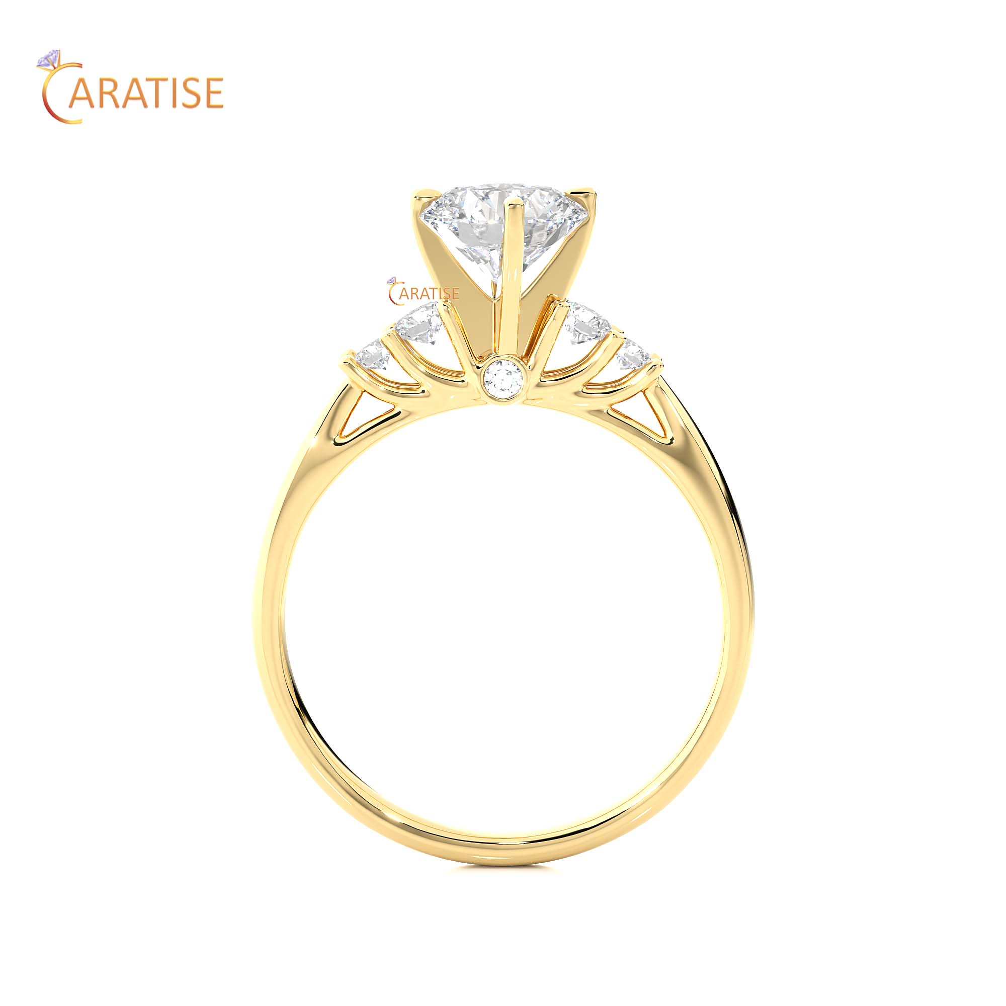 0.59 TDW Round Cut Engagement Moissanite Diamond Ring 925 Silver