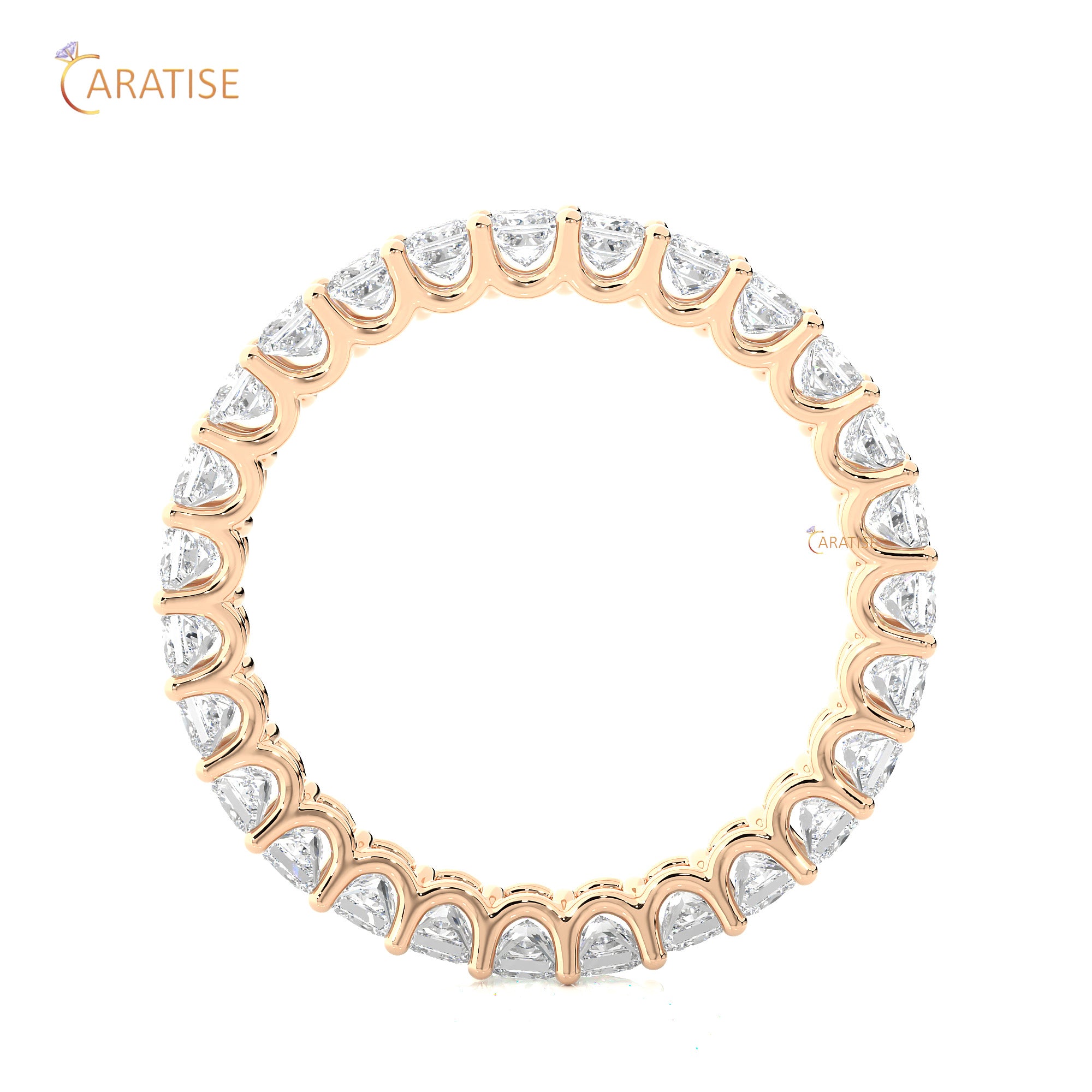 1.93 TDW Princess Cut Moissanite Diamond Full Eternity Band 925 Silver