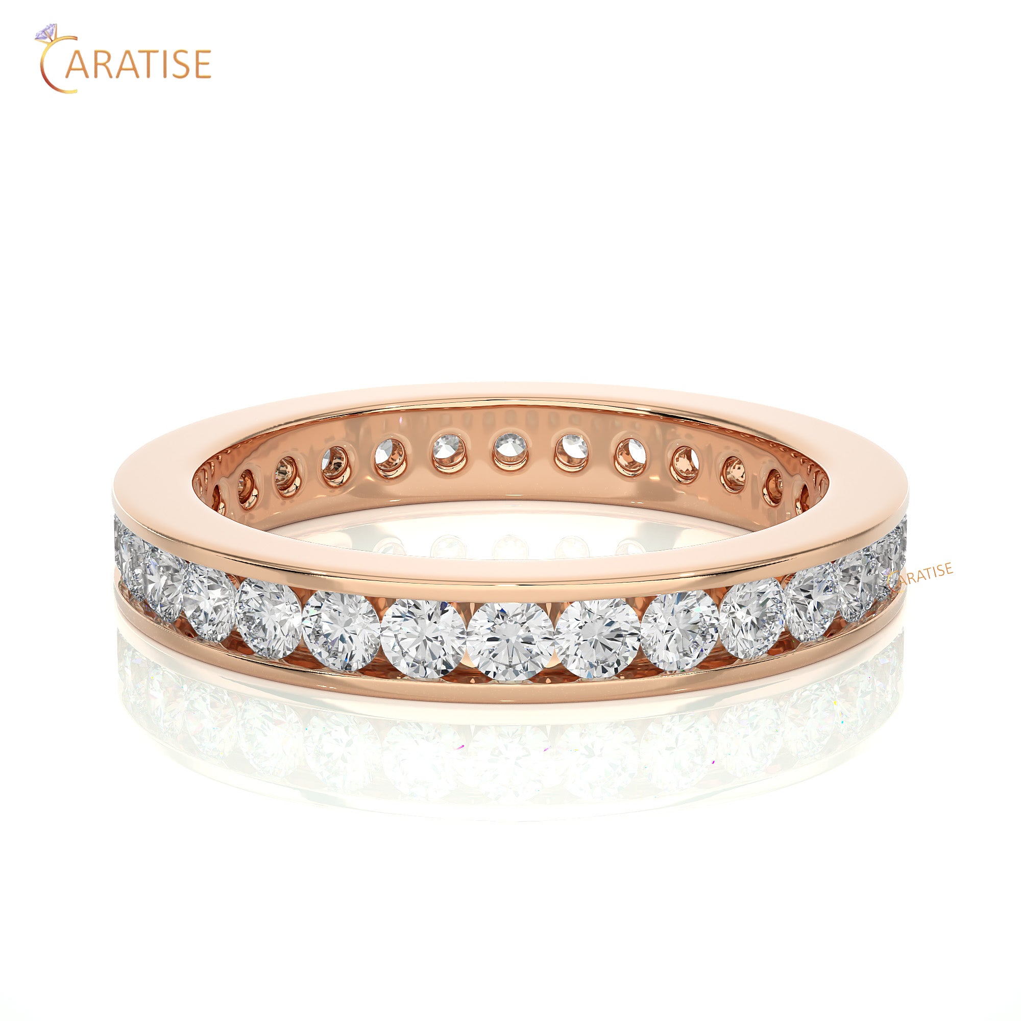 1.20 TDW Round Cut Moissanite Diamond Full Eternity Band 925 Silver