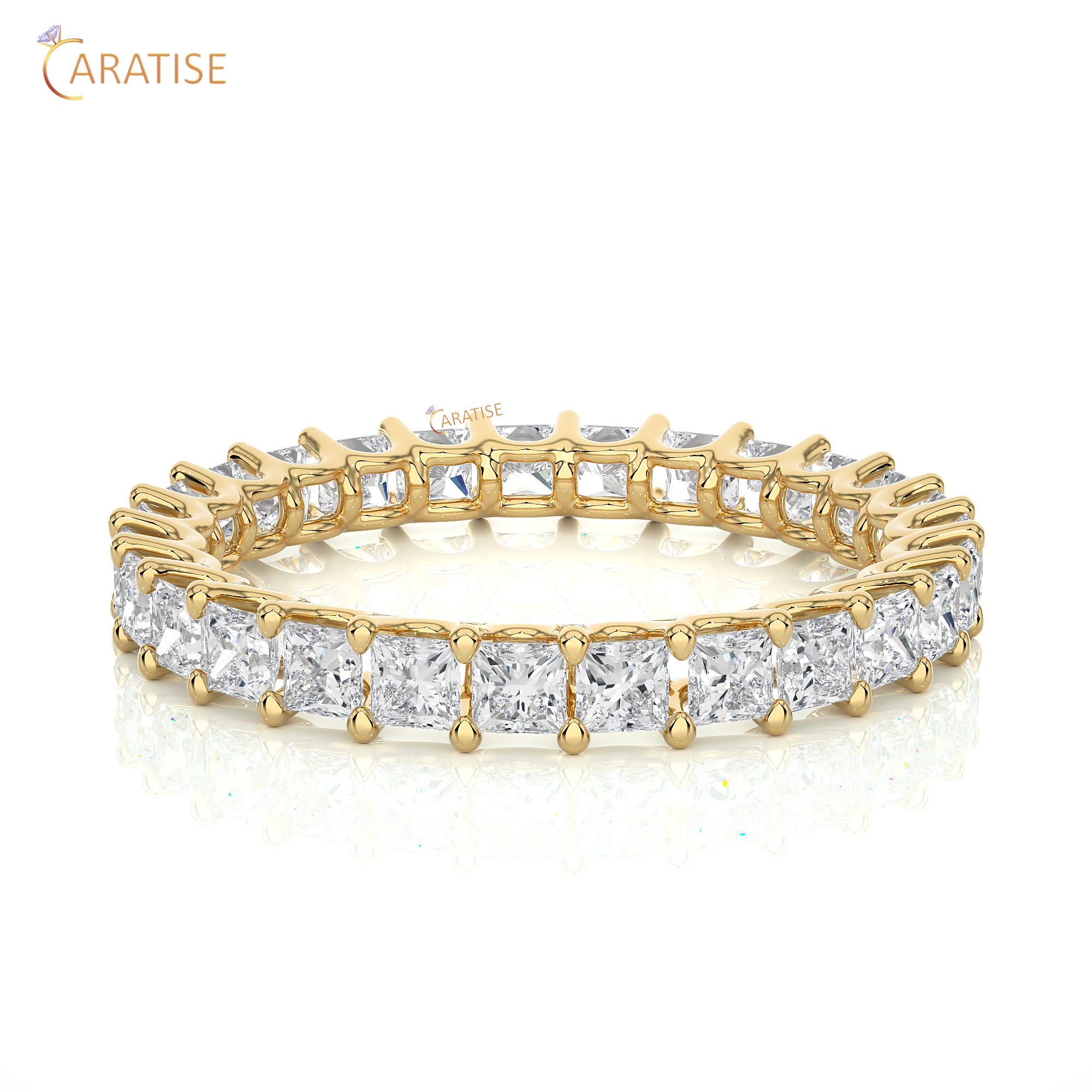 1.93 TDW Princess Cut Moissanite Diamond Full Eternity Band 925 Silver