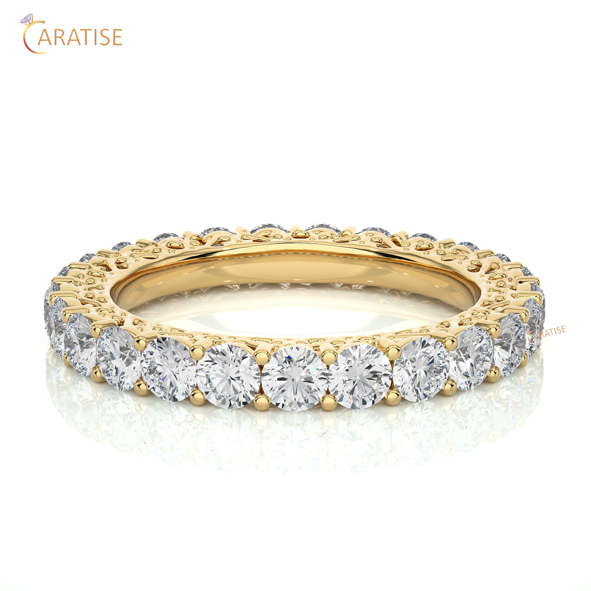 2.28 TDW Round Cut Moissanite Diamond Full Eternity Band 925 Silver