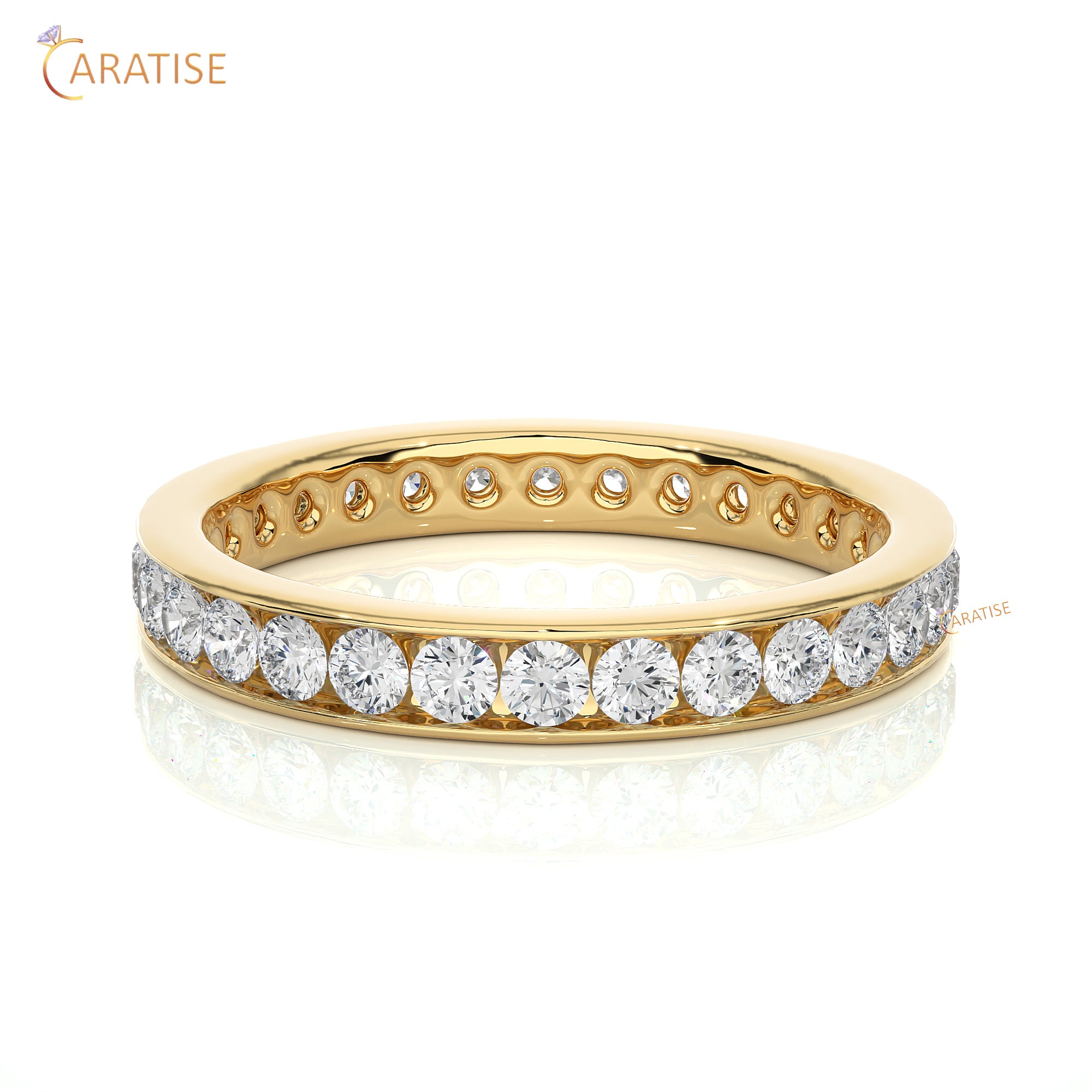 1.04 TDW Round Cut Moissanite Diamond Full Eternity Band 925 Silver