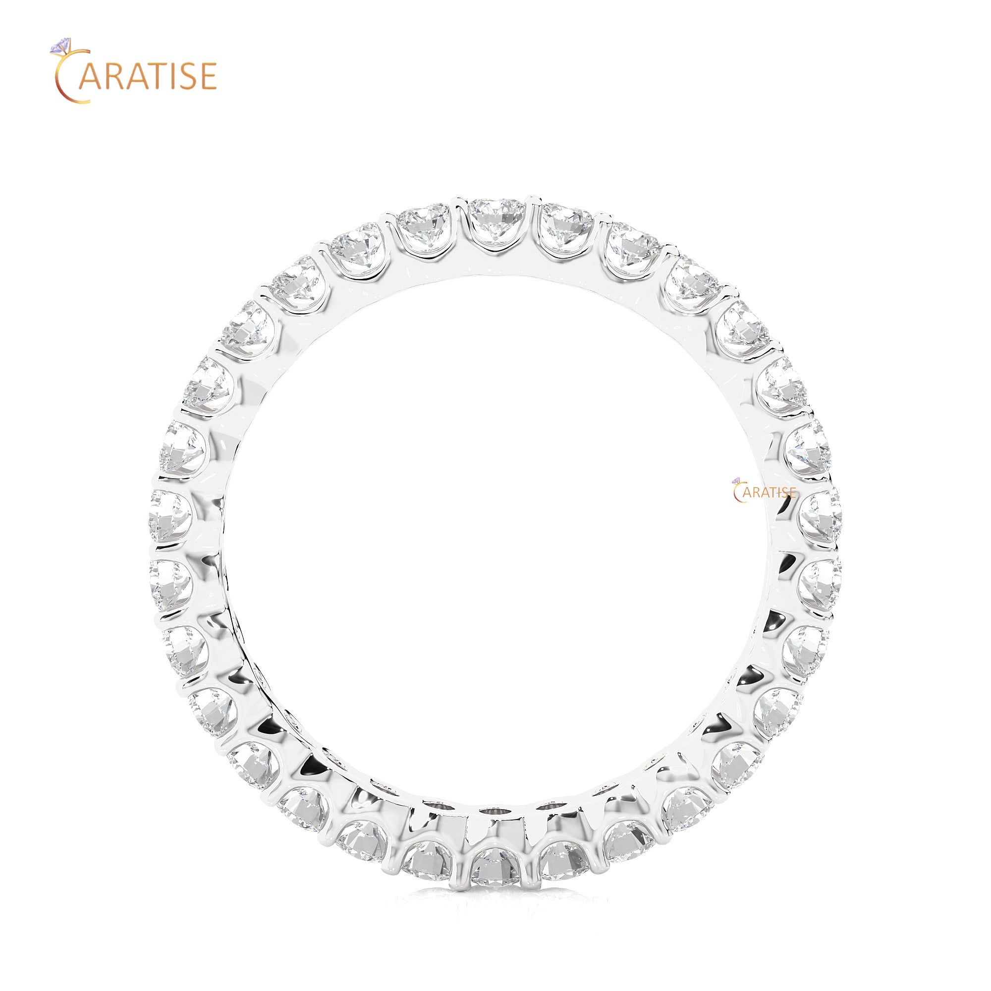 1.20 TDW Round Cut Moissanite Diamond Full Eternity Band 925 Silver