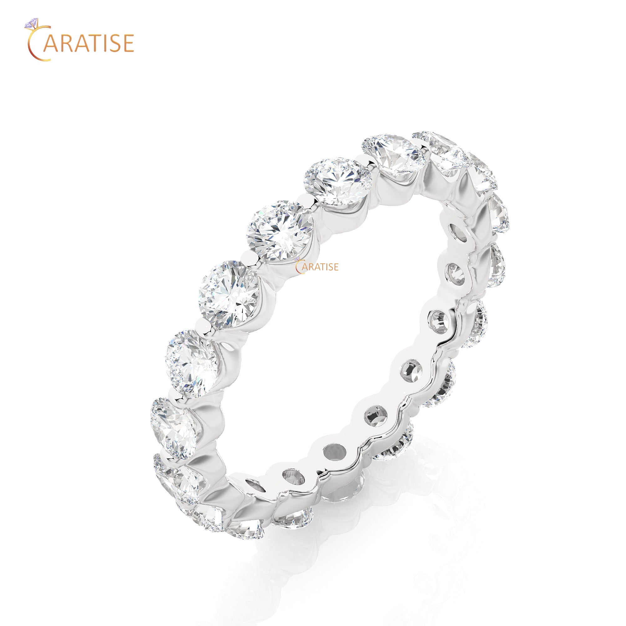 2.01 TDW Round Cut Moissanite Diamond Full Eternity Band 925 Silver