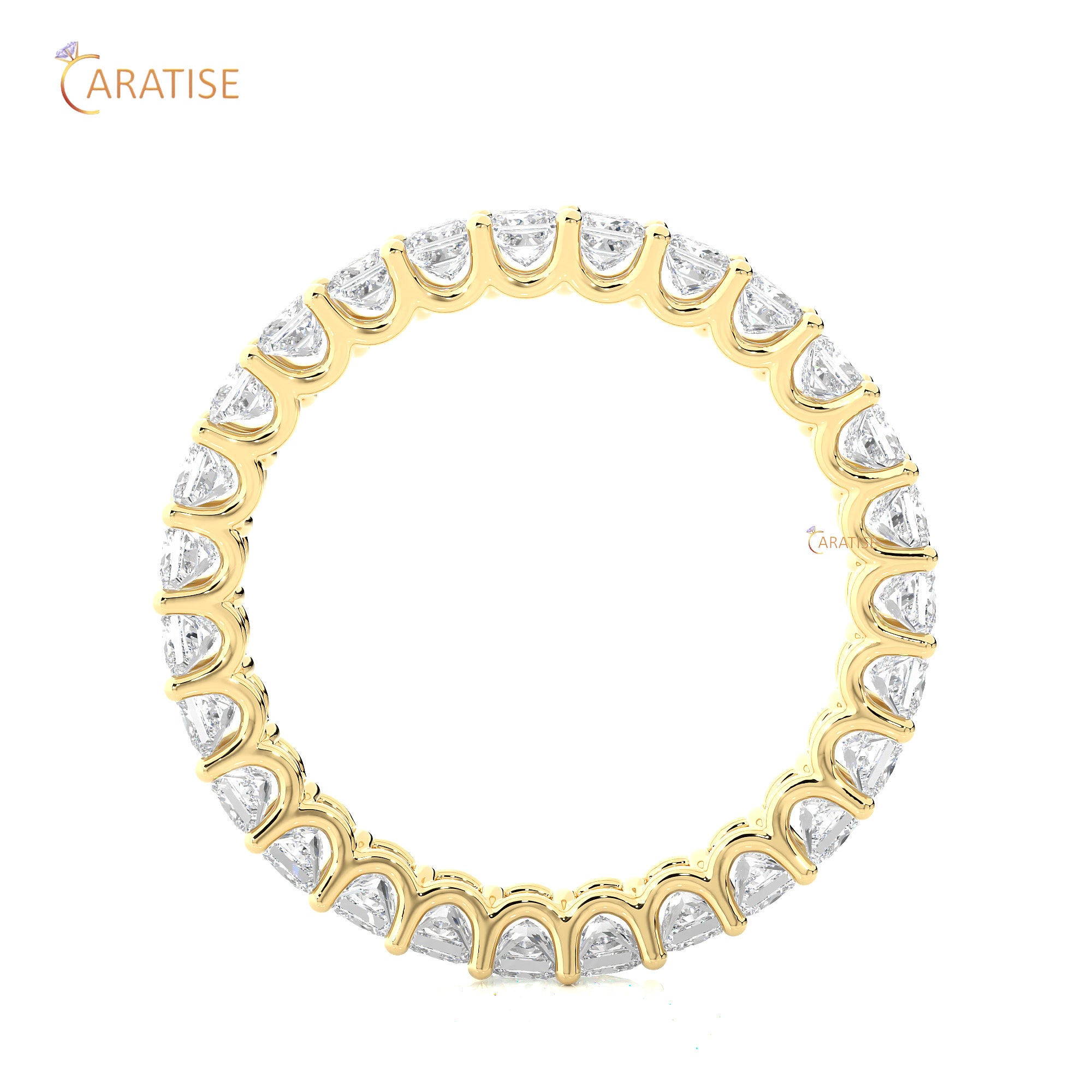 1.93 TDW Princess Cut Moissanite Diamond Full Eternity Band 925 Silver