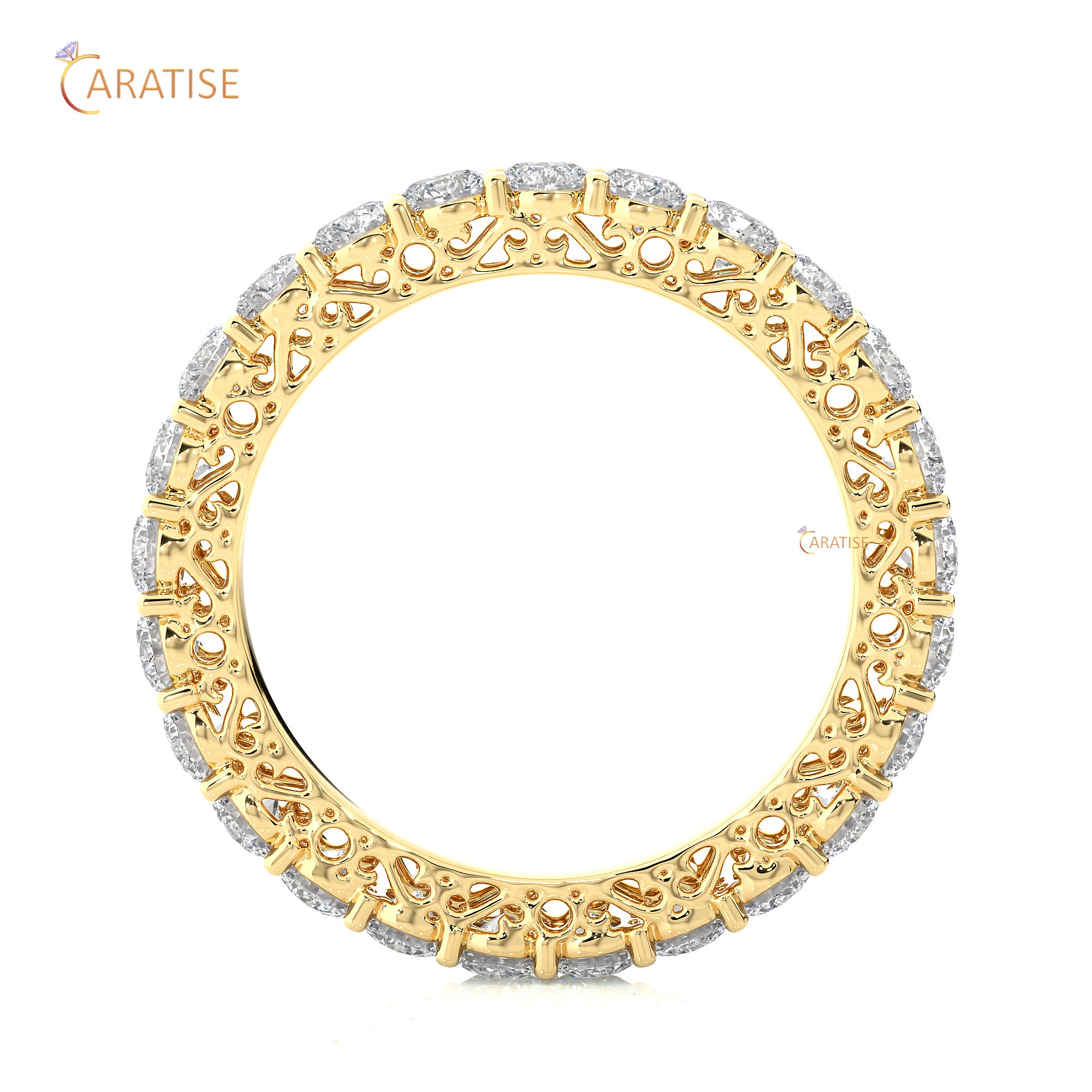 2.28 TDW Round Cut Moissanite Diamond Full Eternity Band 925 Silver