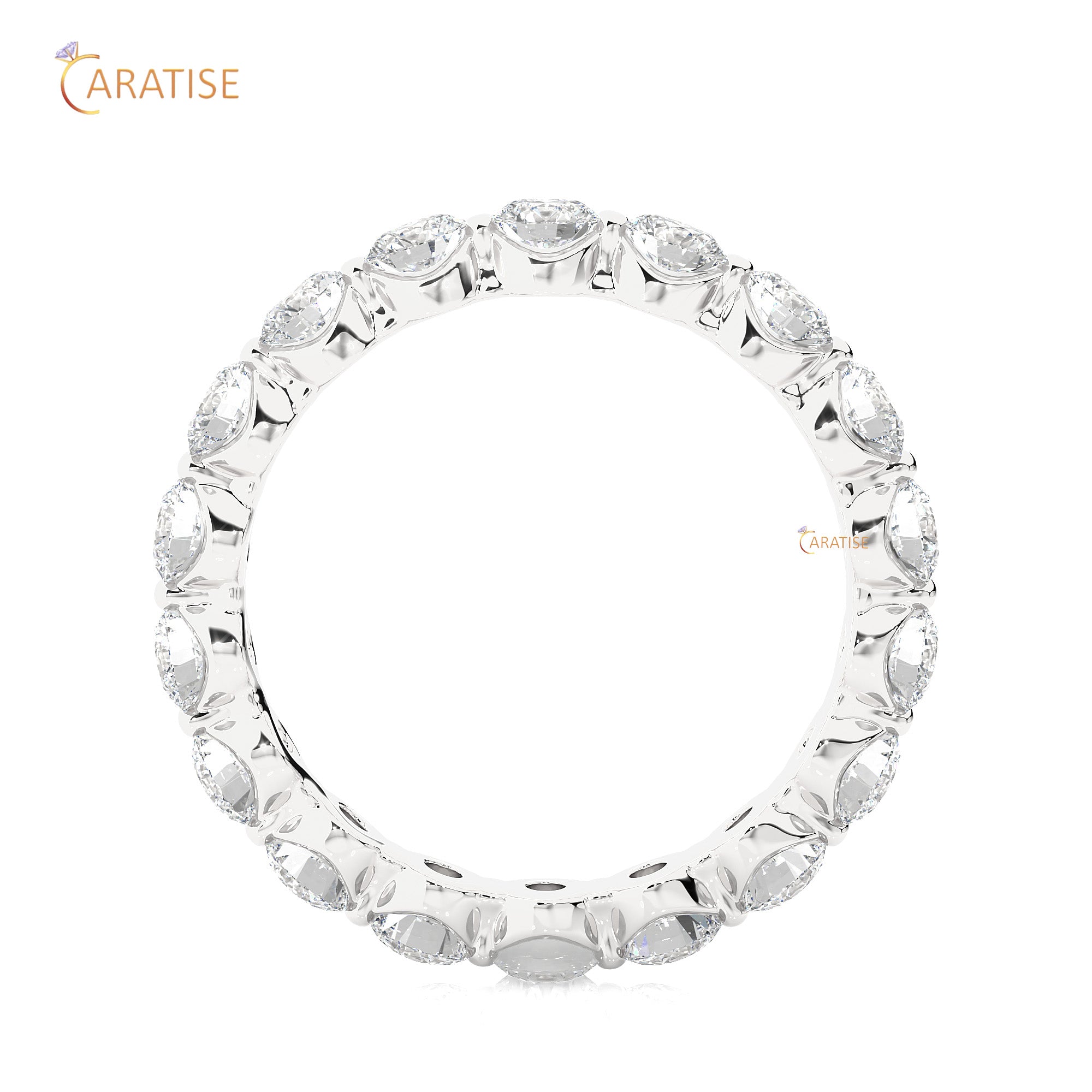 2.01 TDW Round Cut Moissanite Diamond Full Eternity Band 925 Silver