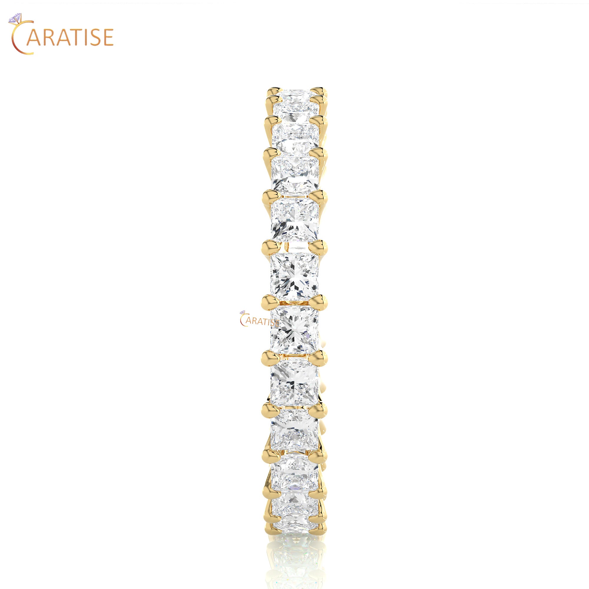 1.93 TDW Princess Cut Moissanite Diamond Full Eternity Band 925 Silver