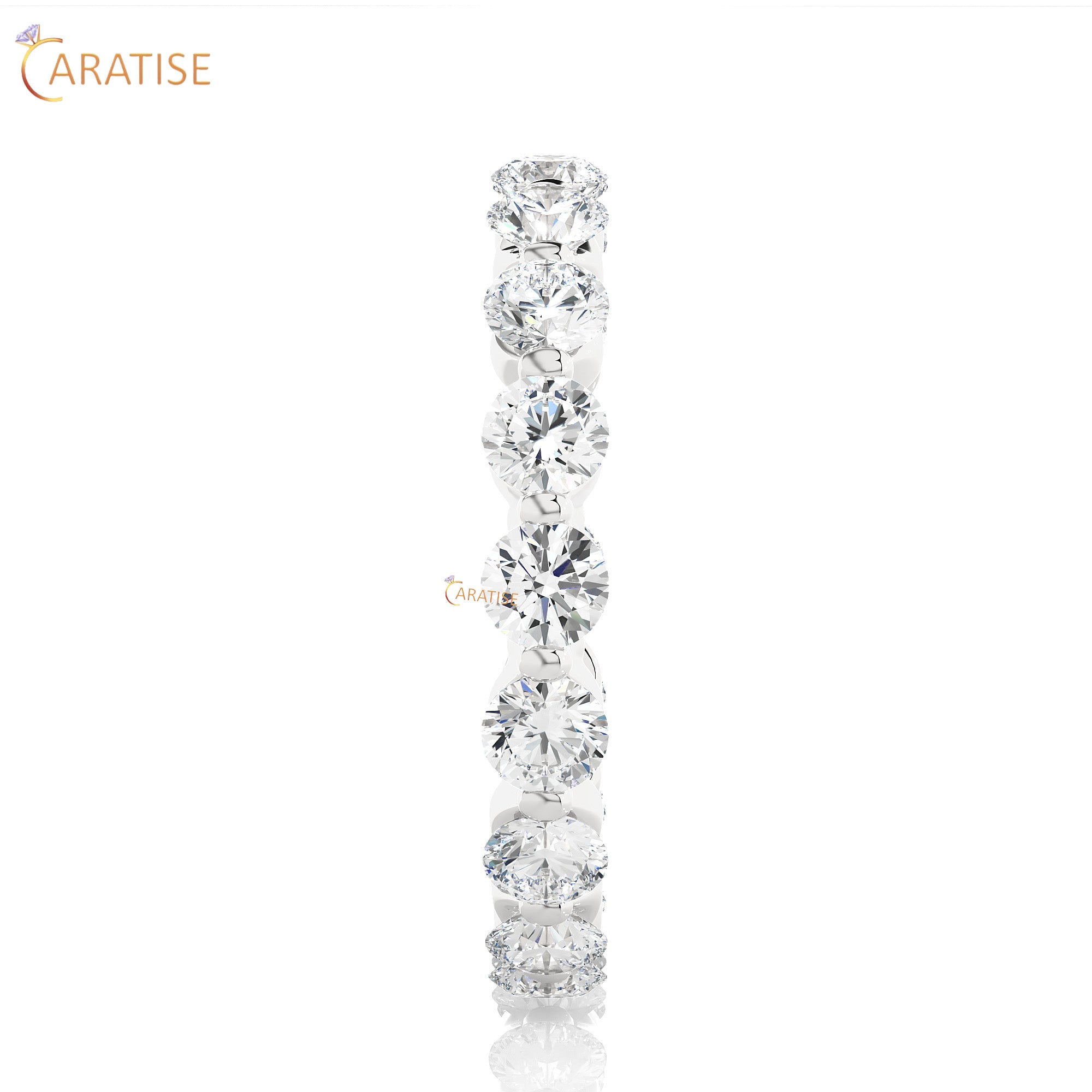 2.01 TDW Round Cut Moissanite Diamond Full Eternity Band 925 Silver