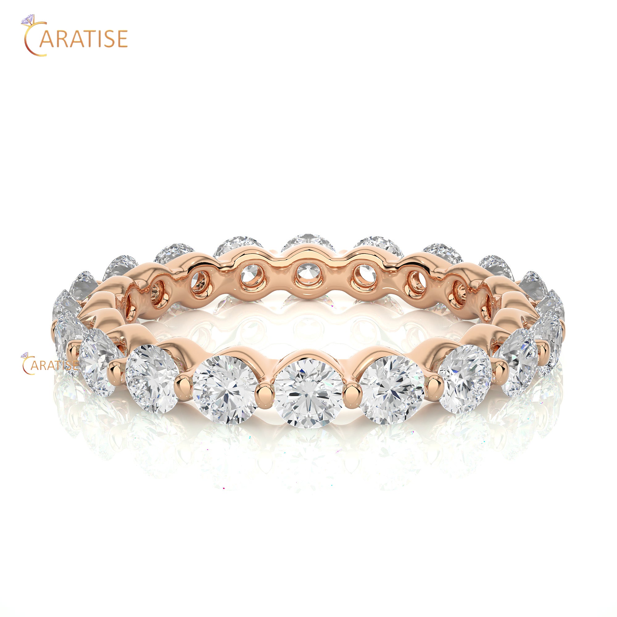 2.03 TDW Round Cut Moissanite Diamond Full Eternity Band 925 Silver