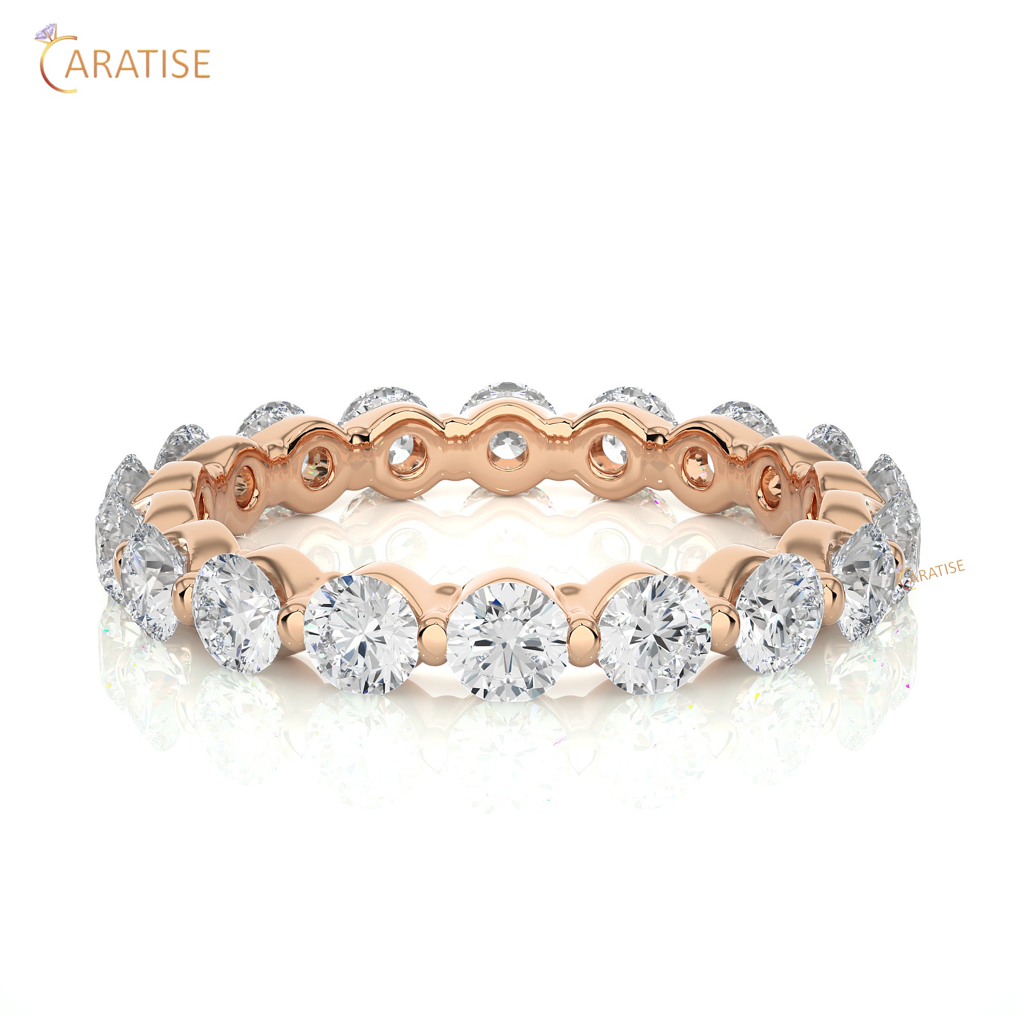 2.01 TDW Round Cut Moissanite Diamond Full Eternity Band 925 Silver