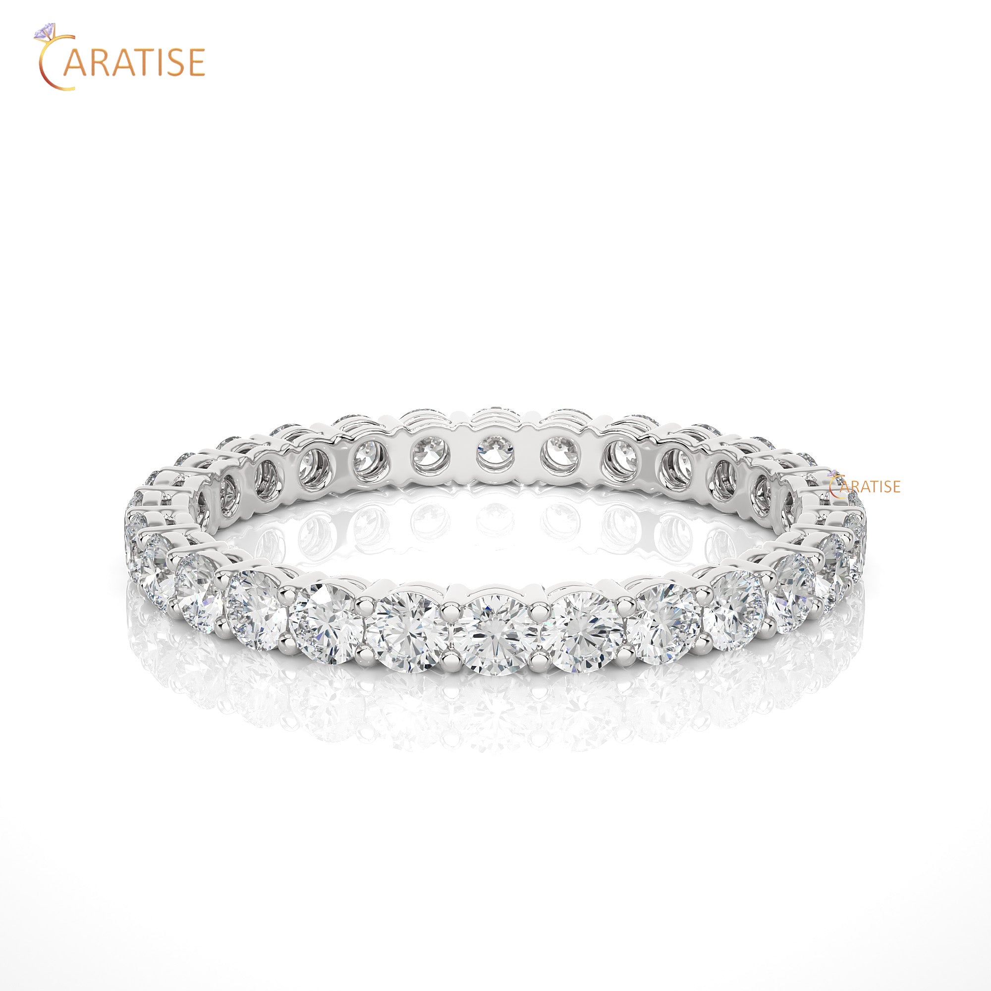 1.12 TDW Round Cut Diamond Full Eternity Band 925 Silver