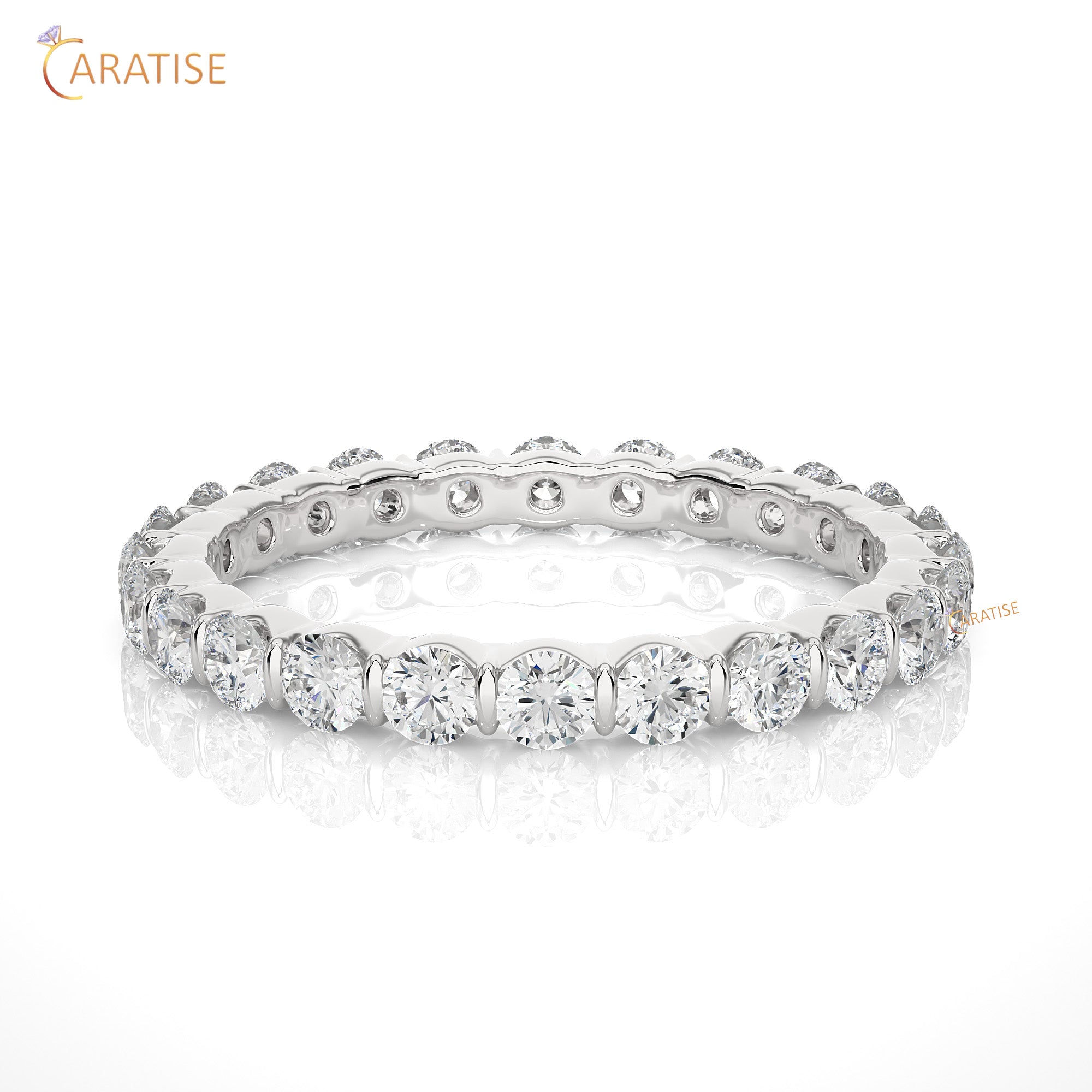 1.09 TDW Round Cut Moissanite Diamond Full Eternity Band 925 Silver