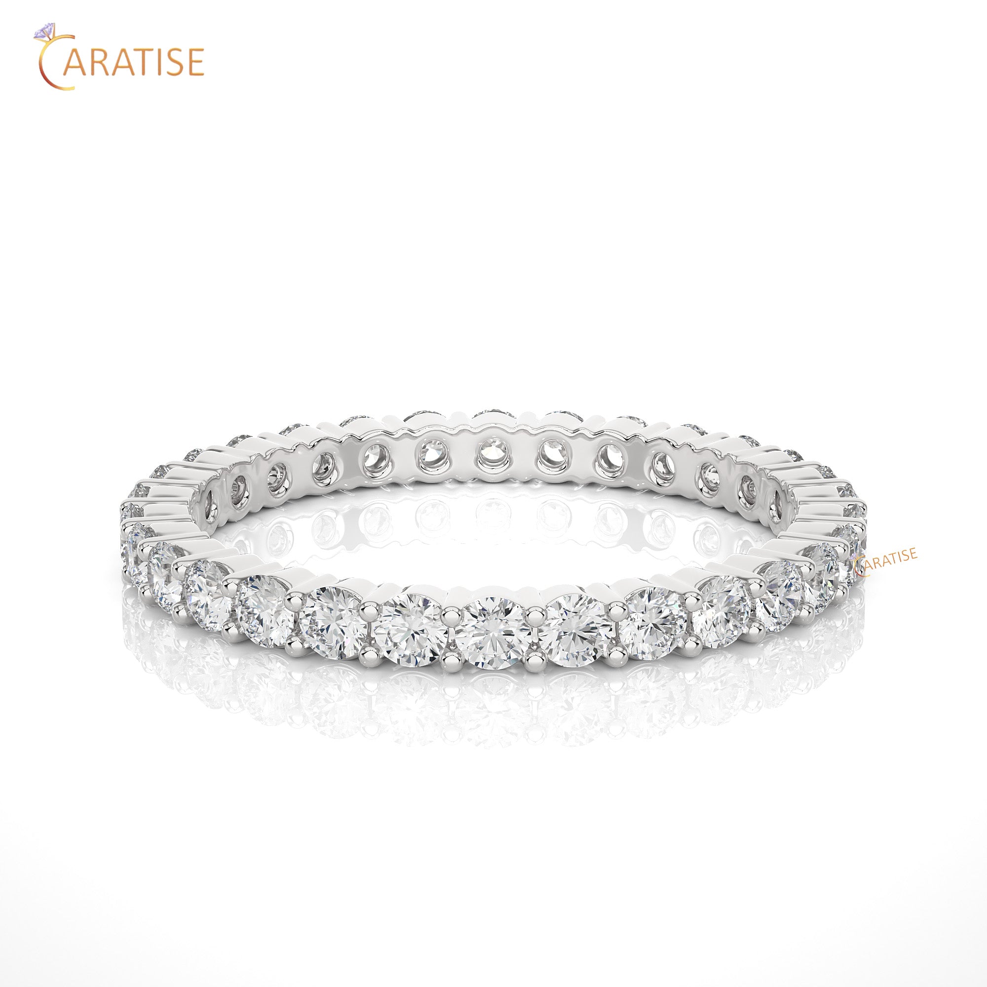 0.90 TDW Round Cut Moissanite Diamond Full Eternity Band 925 Silver