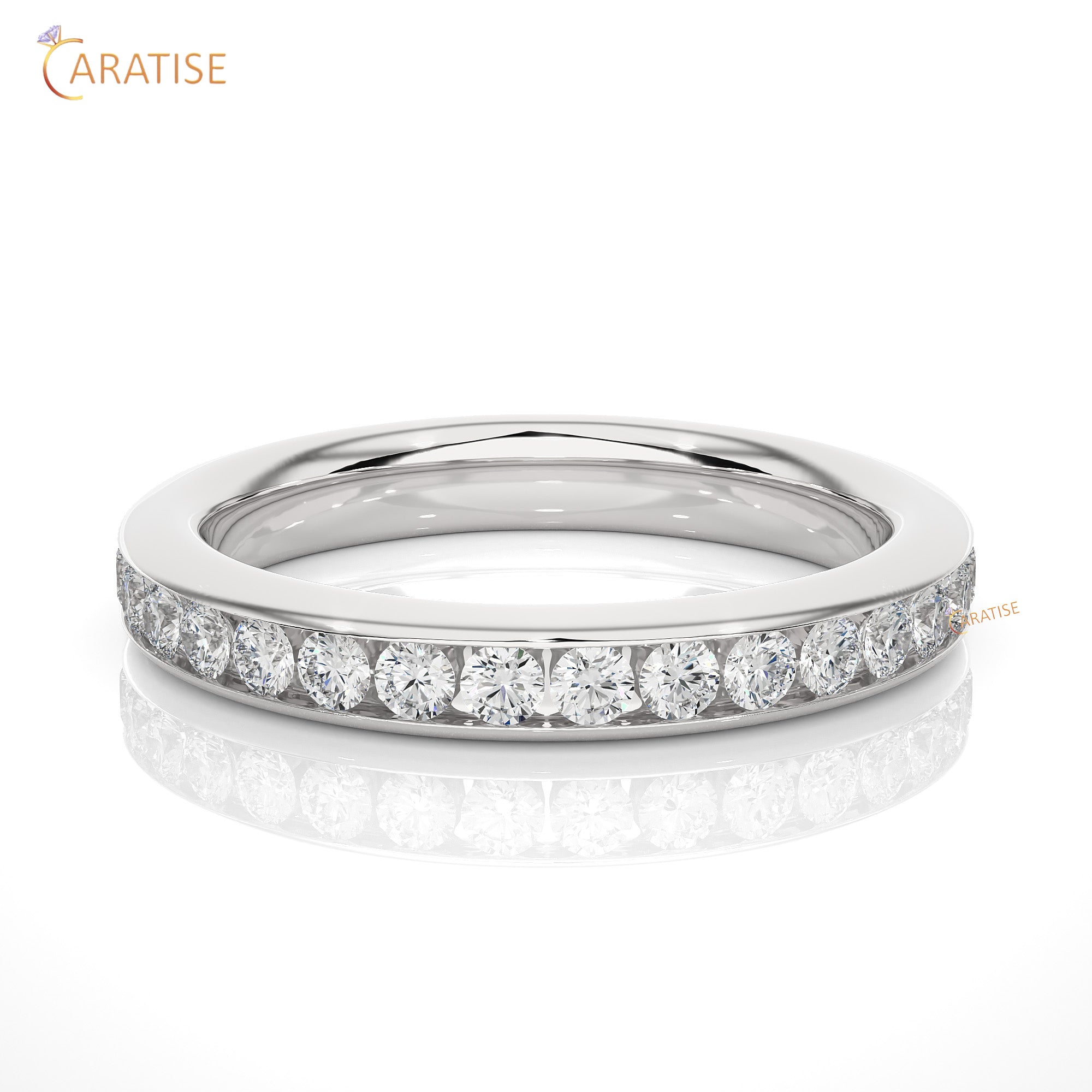 0.96 TDW Round Cut Moissanite Diamond Full Eternity Band 925 Silver