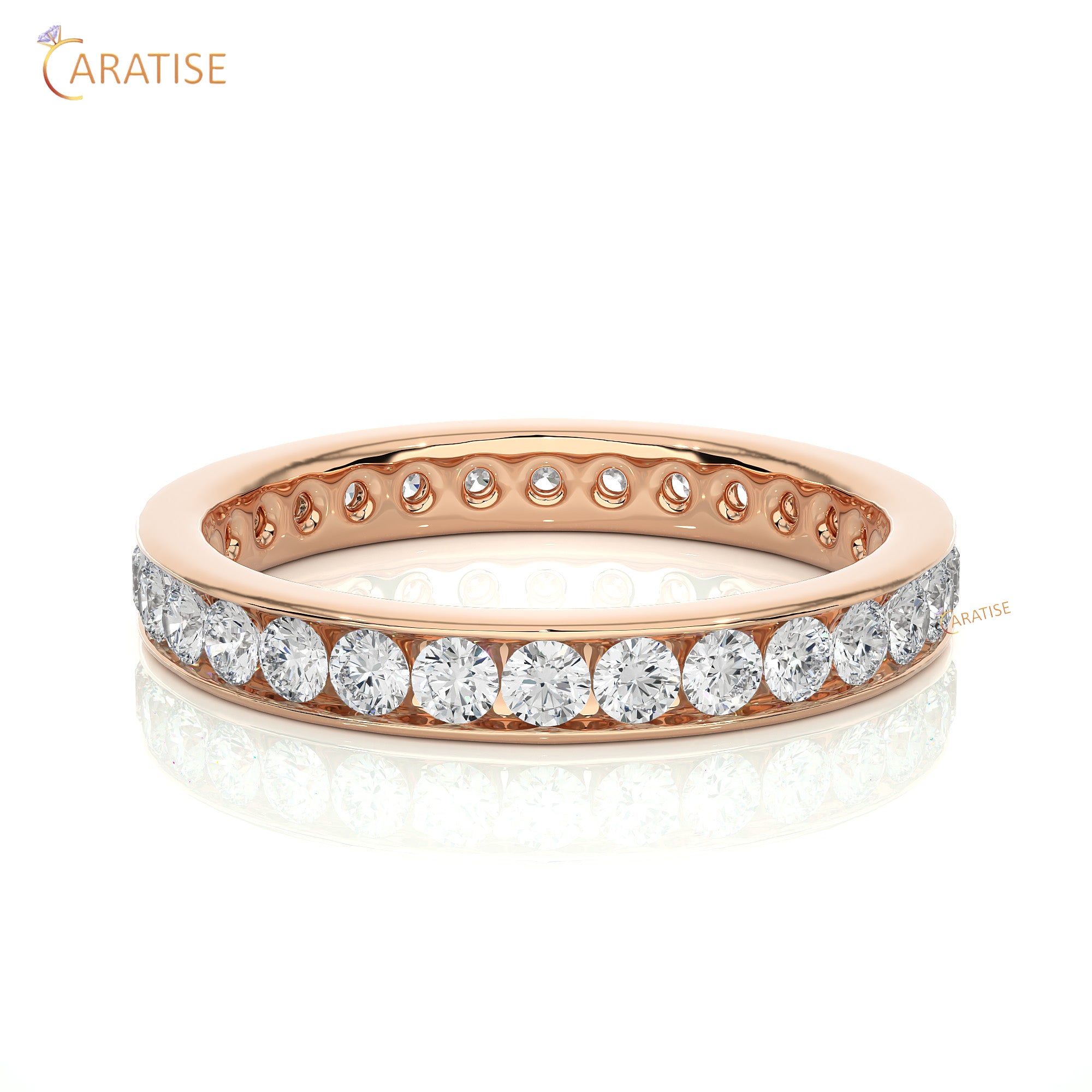 1.04 TDW Round Cut Moissanite Diamond Full Eternity Band 925 Silver