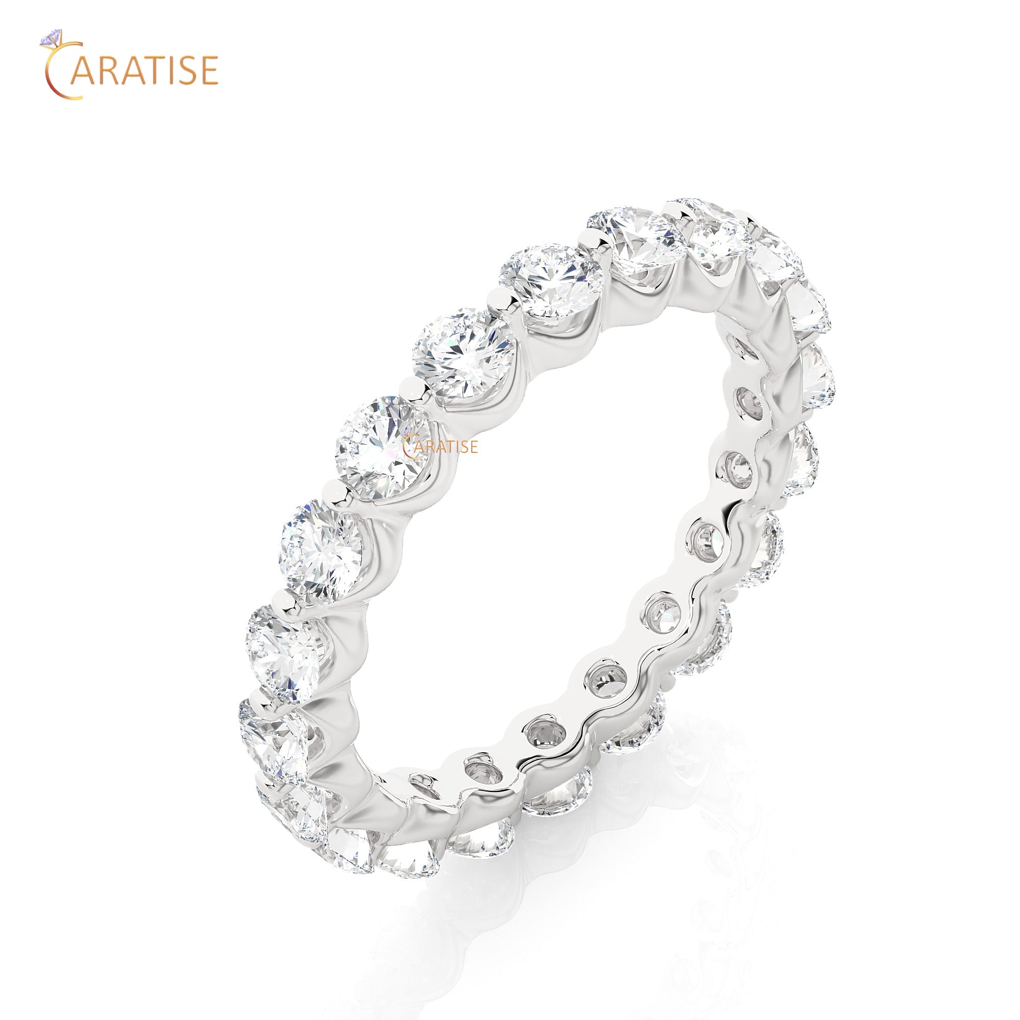 2.03 TDW Round Cut Moissanite Diamond Full Eternity Band 925 Silver