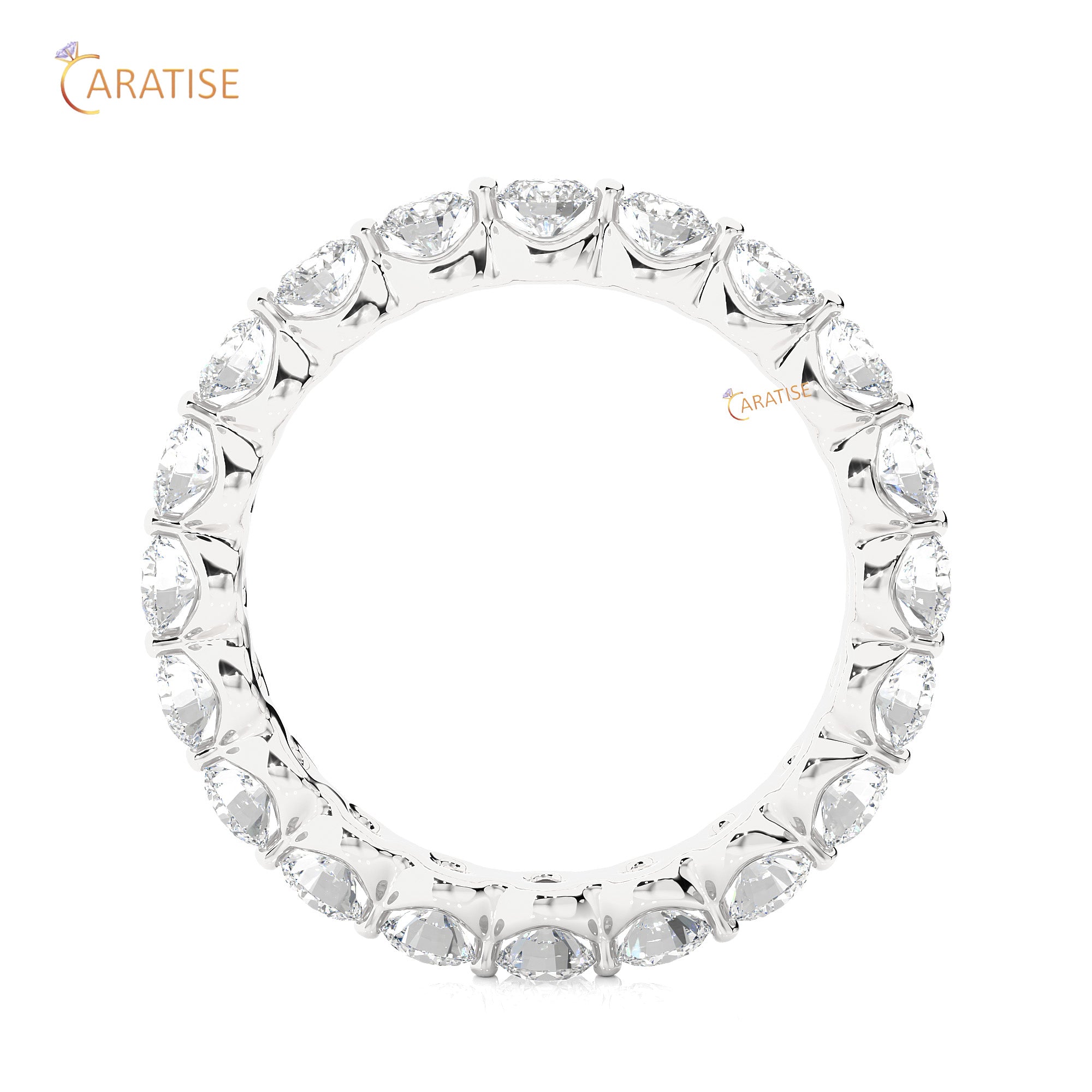 2.03 TDW Round Cut Moissanite Diamond Full Eternity Band 925 Silver