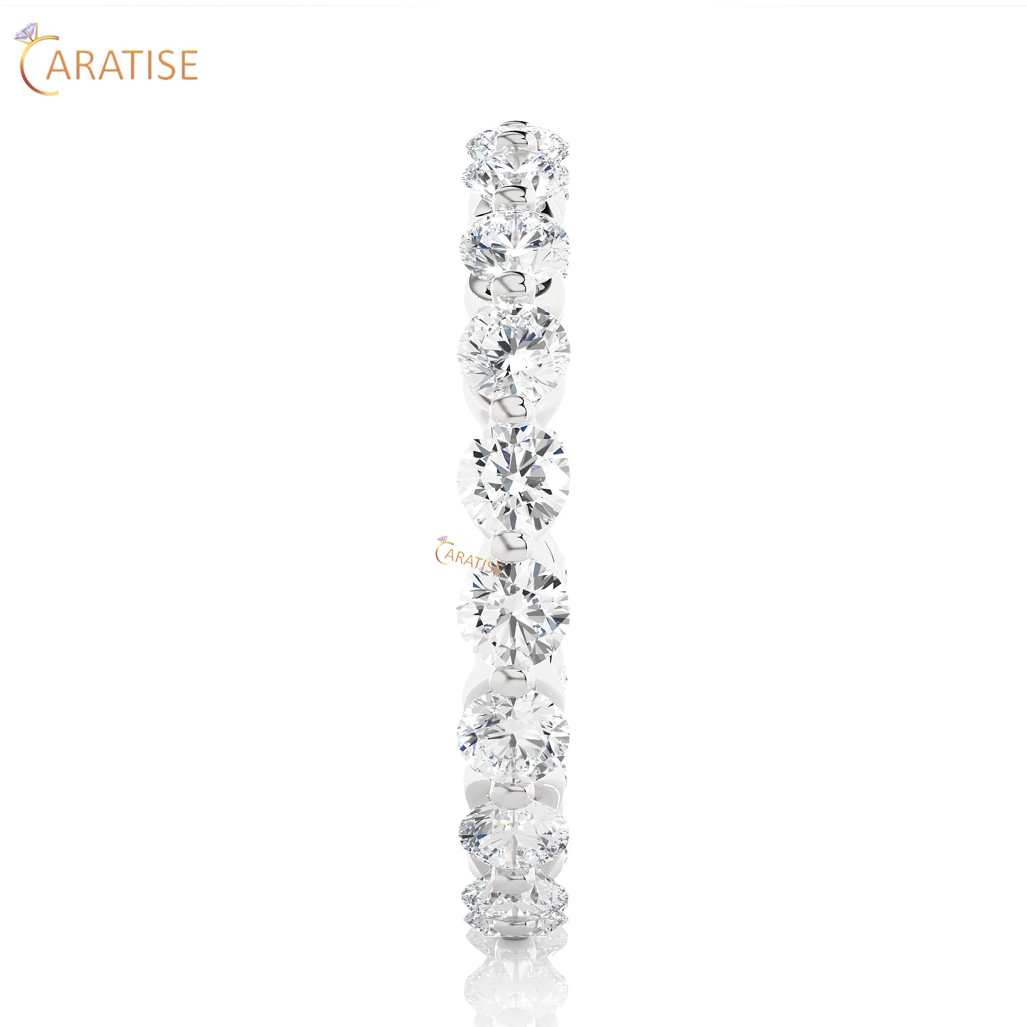 2.03 TDW Round Cut Moissanite Diamond Full Eternity Band 925 Silver