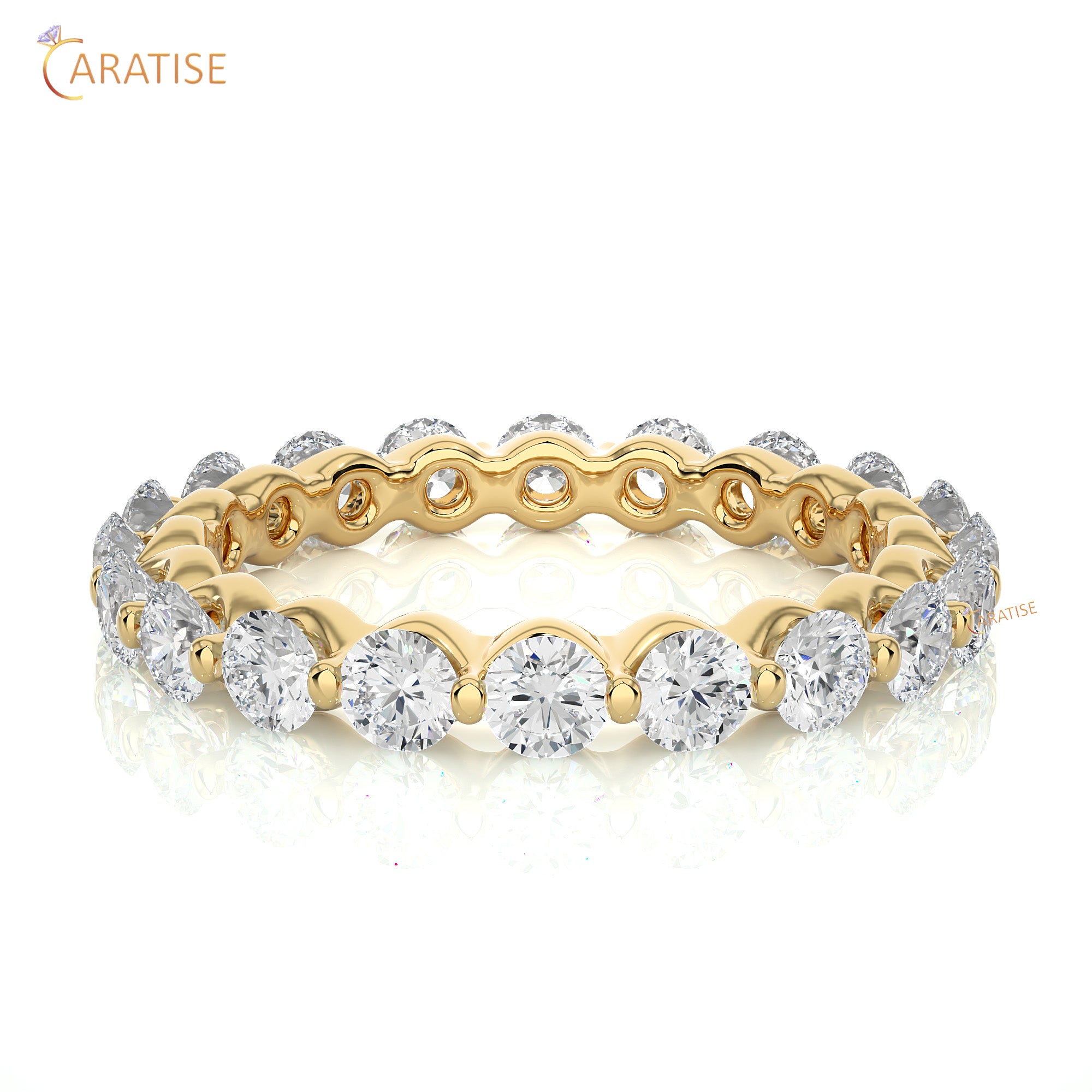 2.03 TDW Round Cut Moissanite Diamond Full Eternity Band 925 Silver