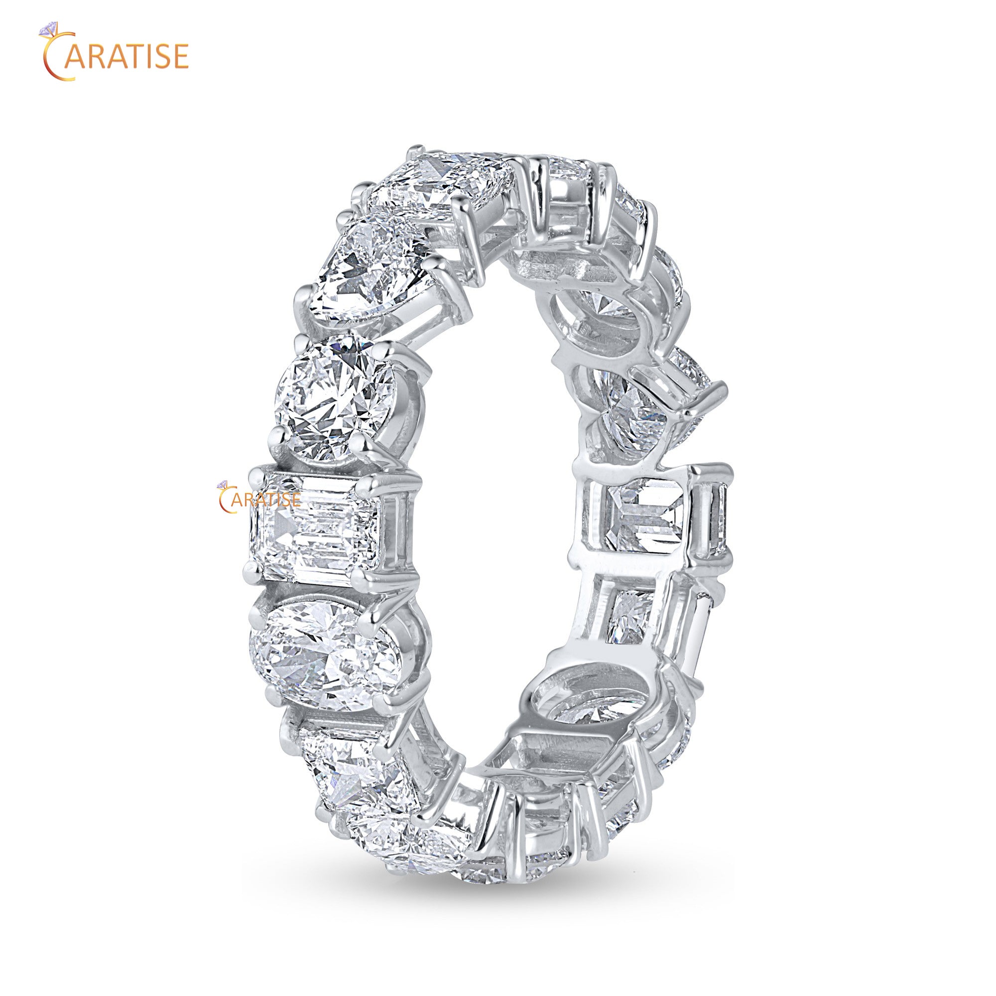 4.58 TDW Multi Cut Mossiante Diamond Eternity Band 925 Silver