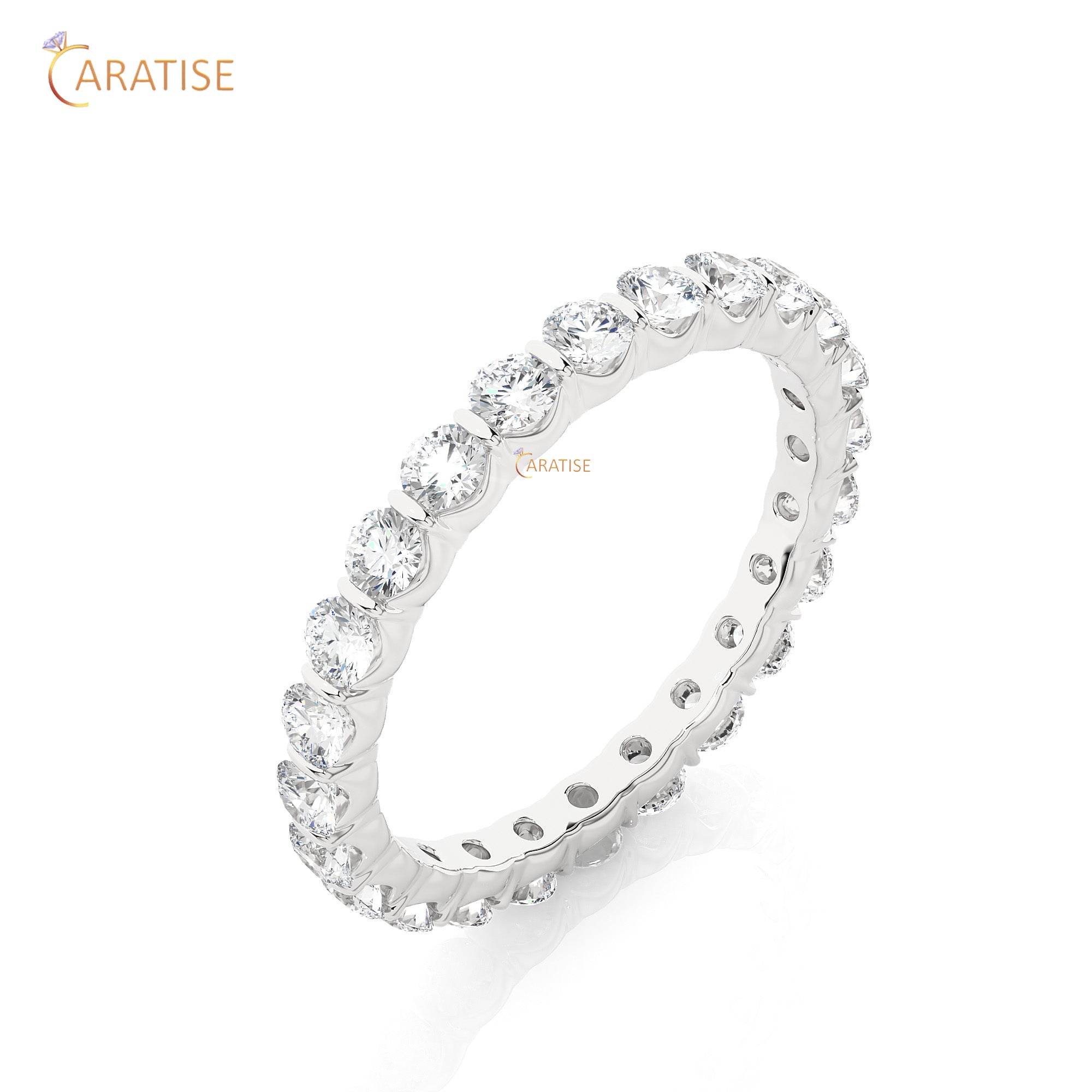 1.09 TDW Round Cut Moissanite Diamond Full Eternity Band 925 Silver