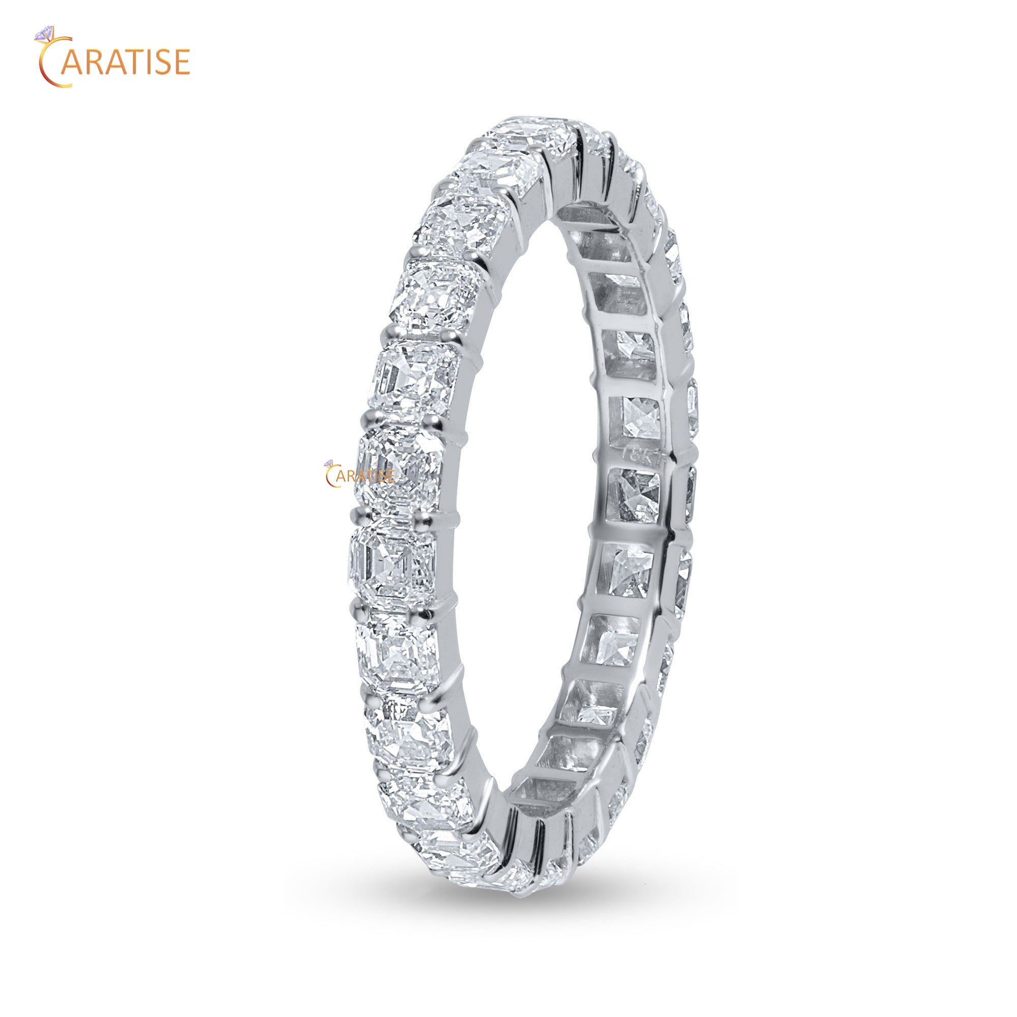3.74 TDW Princess Cut Moissanite Diamond Eternity Band 925 Silver