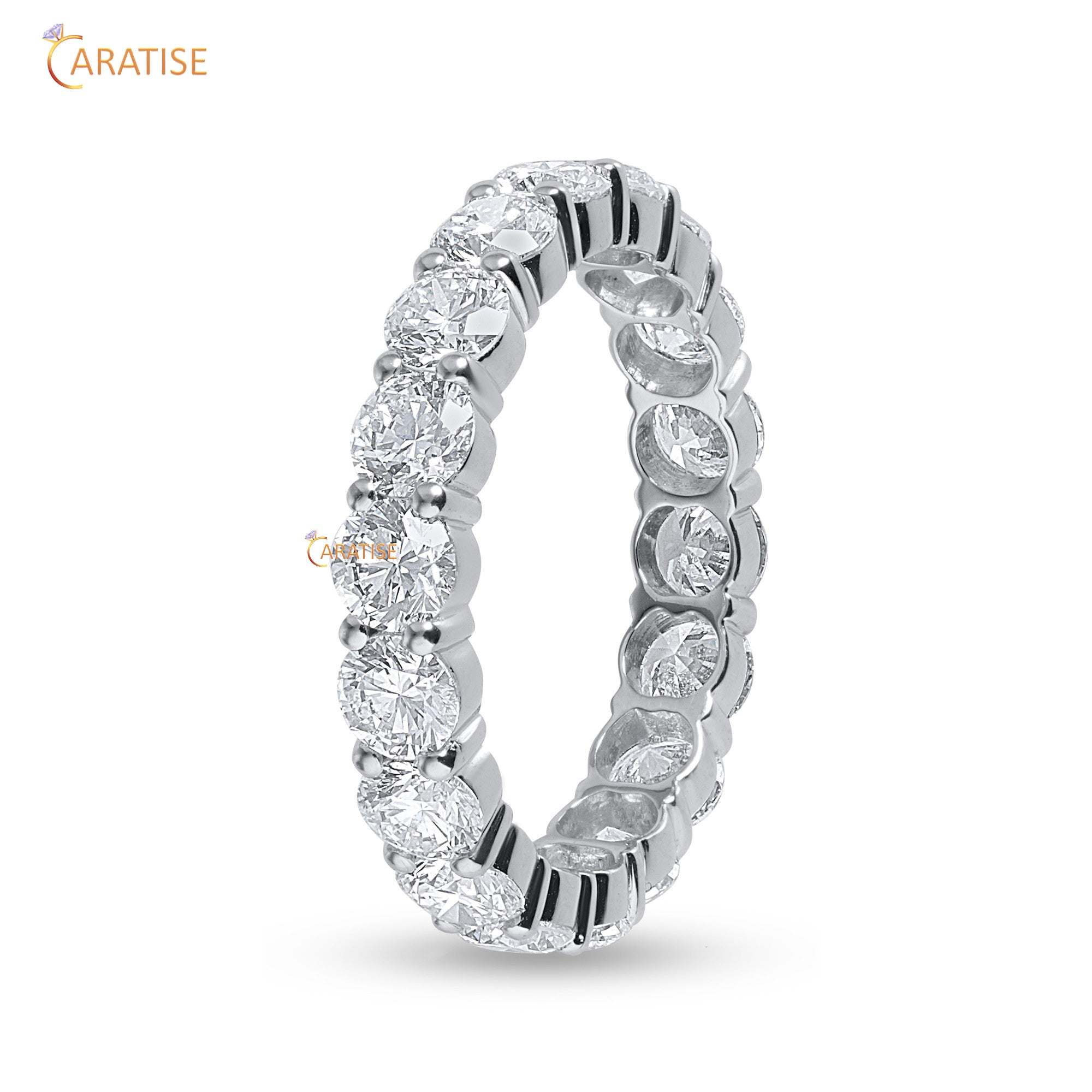 3.40 TDW Round Cut Moissanite Diamond Eternity Band 925 Silver