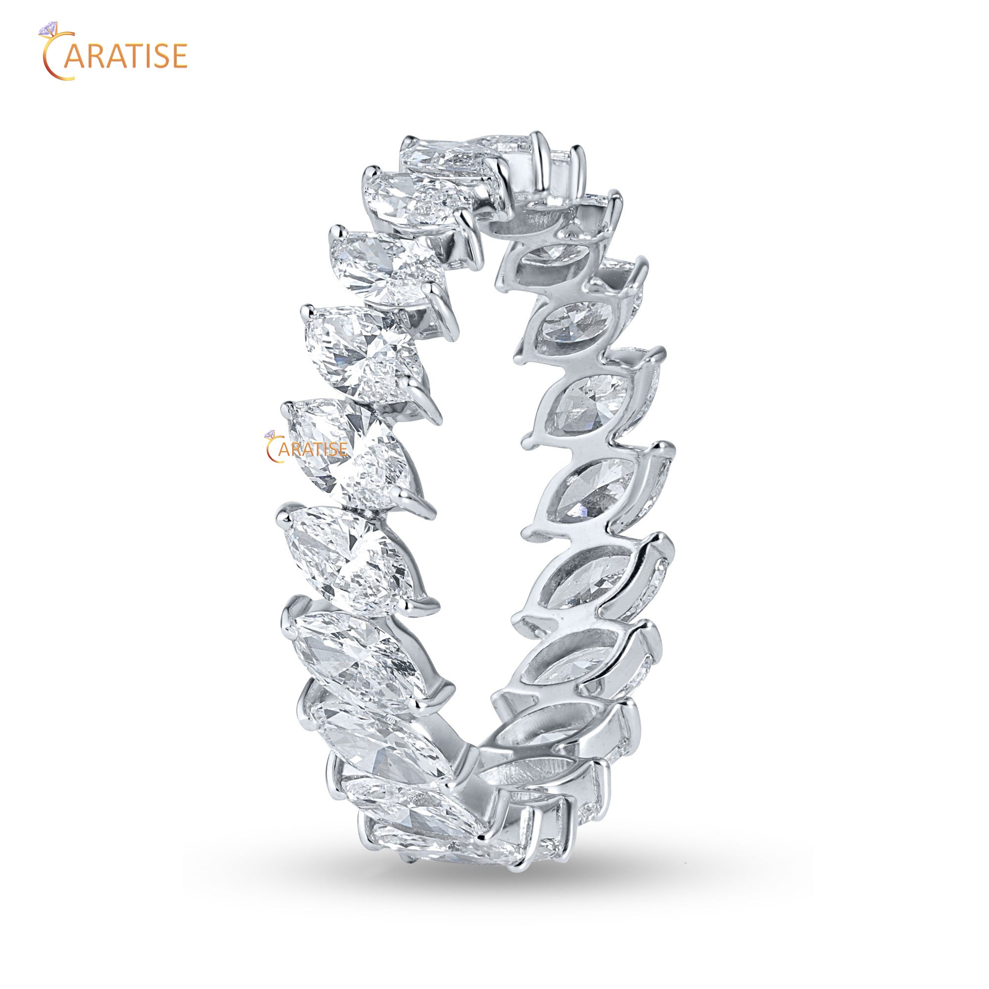 1.84 TDW Marquise Cut Mossiante Diamond Eternity Band 925 Silver