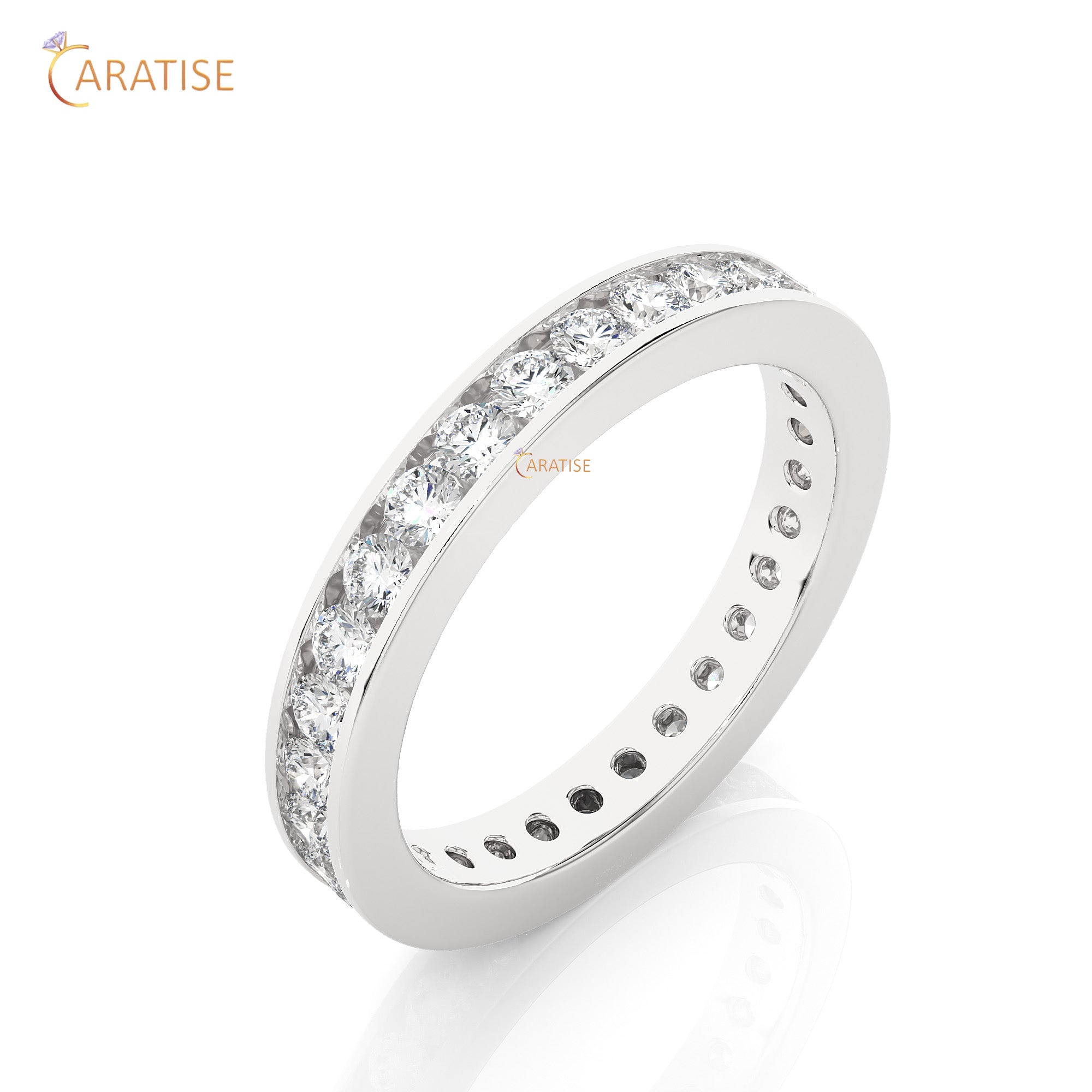1.20 TDW Round Cut Moissanite Diamond Full Eternity Band 925 Silver
