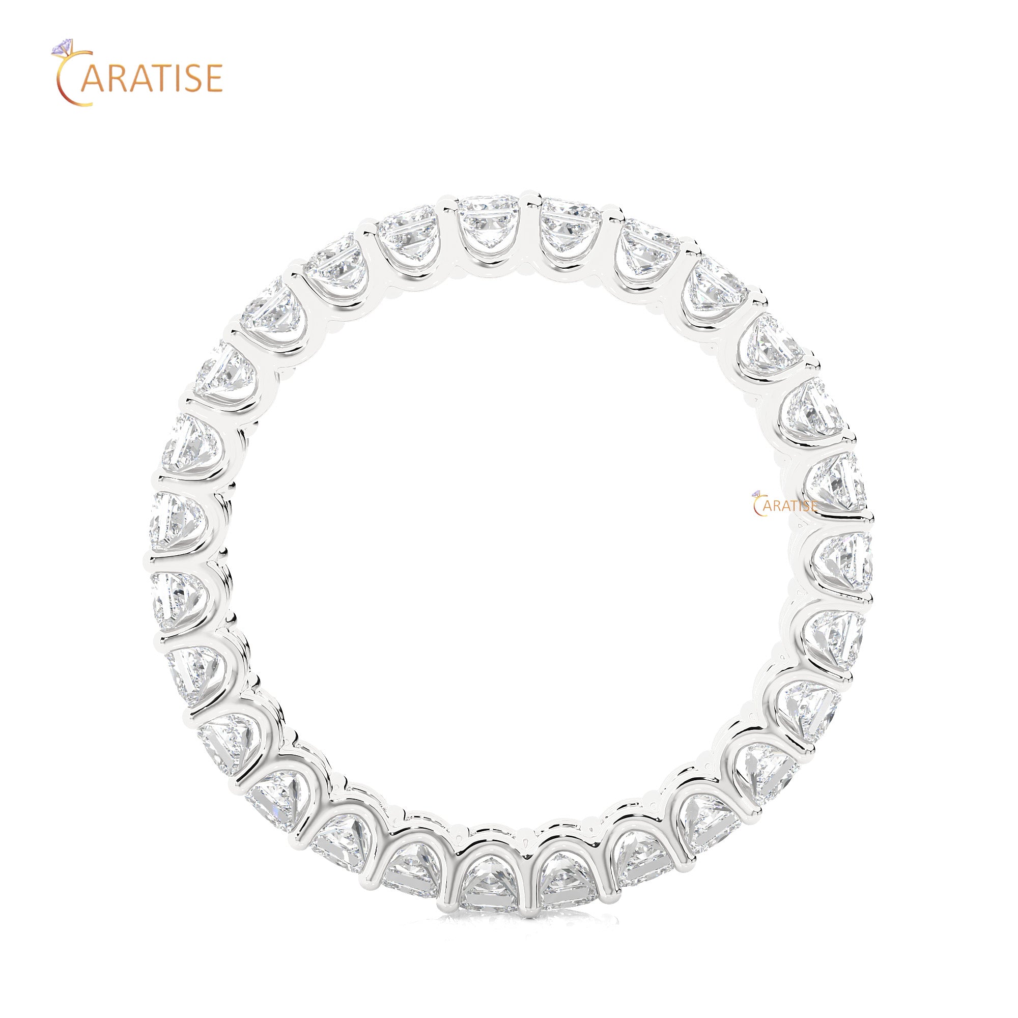 1.93 TDW Princess Cut Moissanite Diamond Full Eternity Band 925 Silver