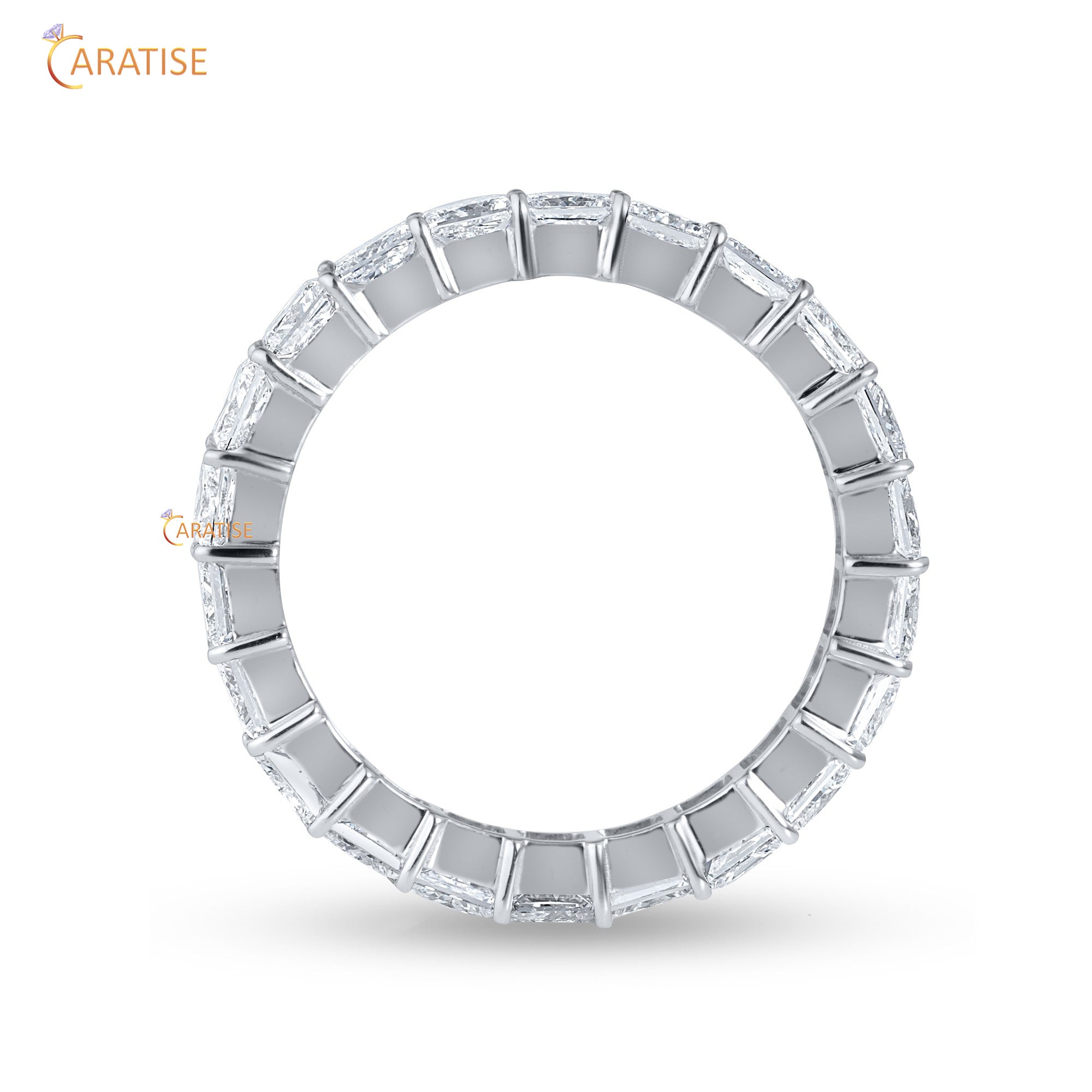 3.74 TDW Princess Cut Moissanite Diamond Eternity Band 925 Silver