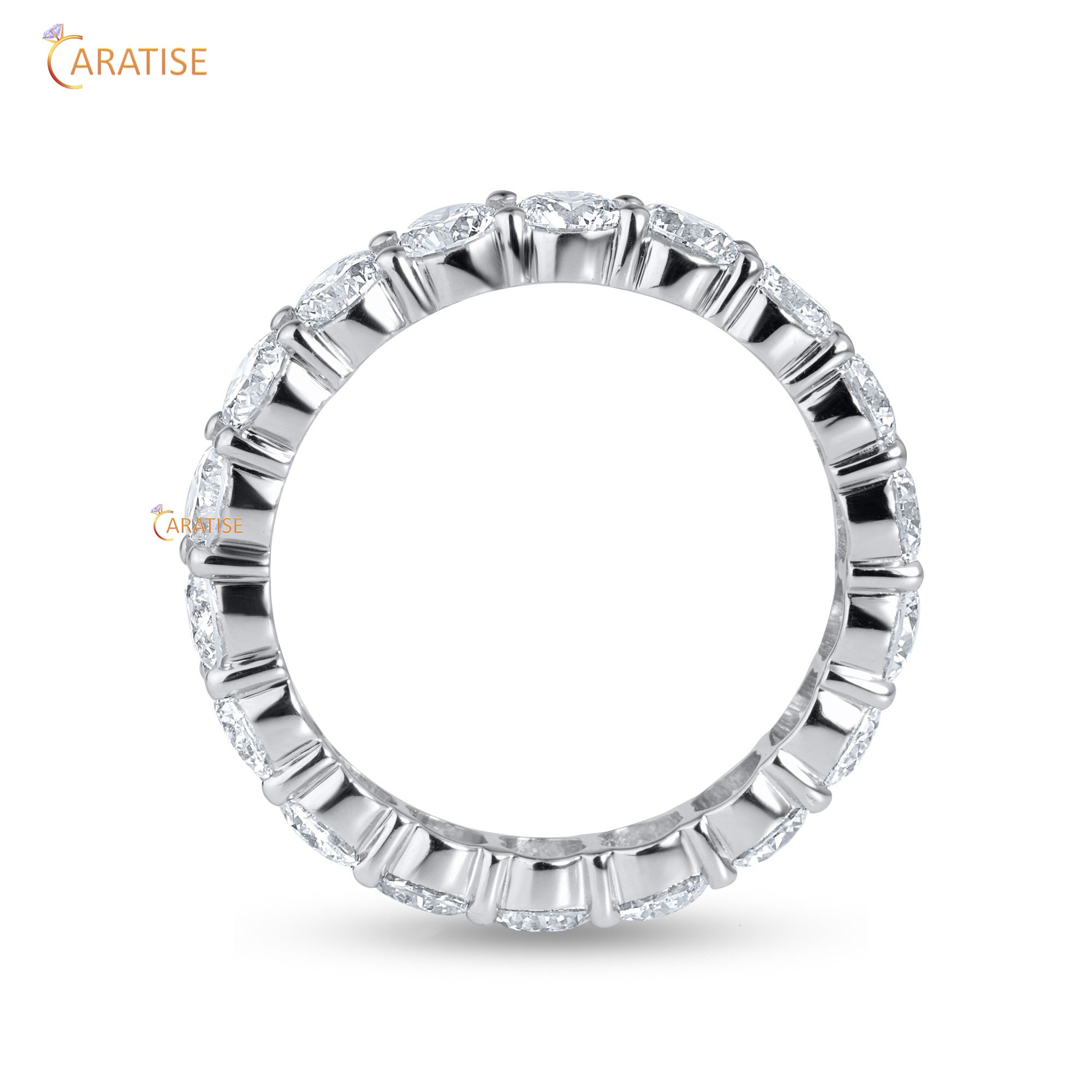 3.40 TDW Round Cut Moissanite Diamond Eternity Band 925 Silver