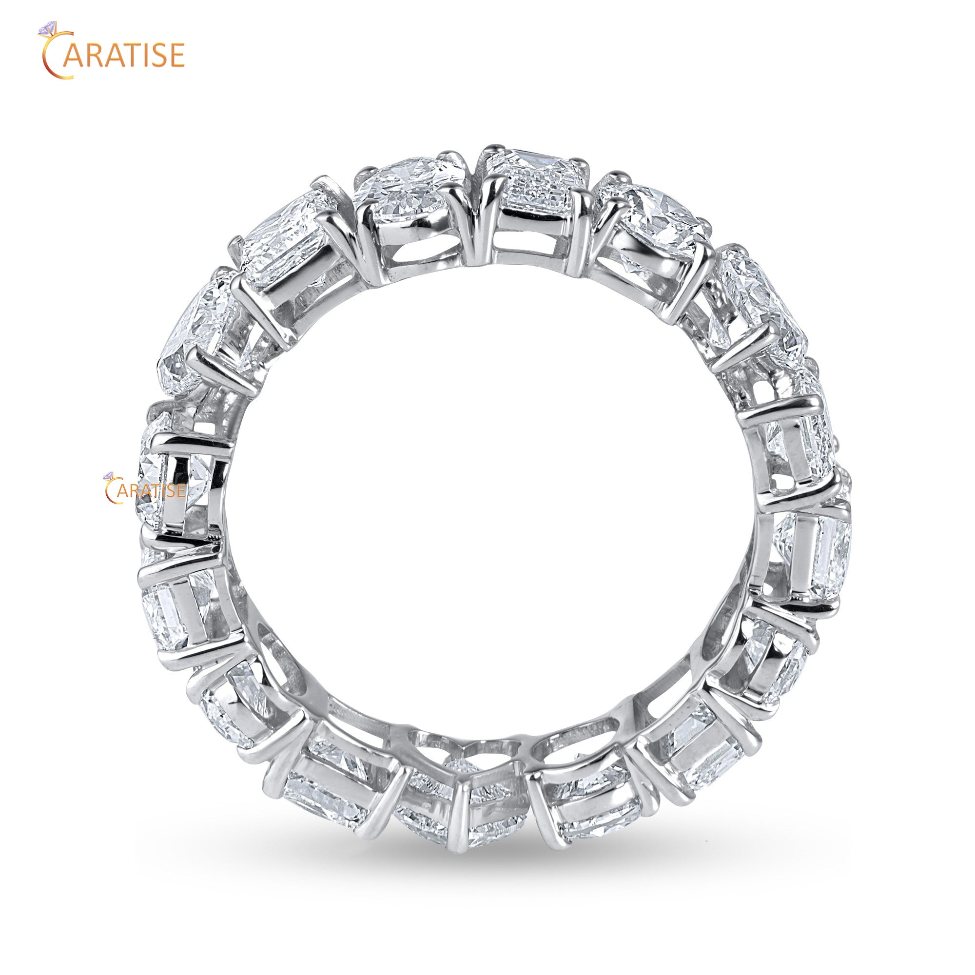 4.58 TDW Multi Cut Mossiante Diamond Eternity Band 925 Silver