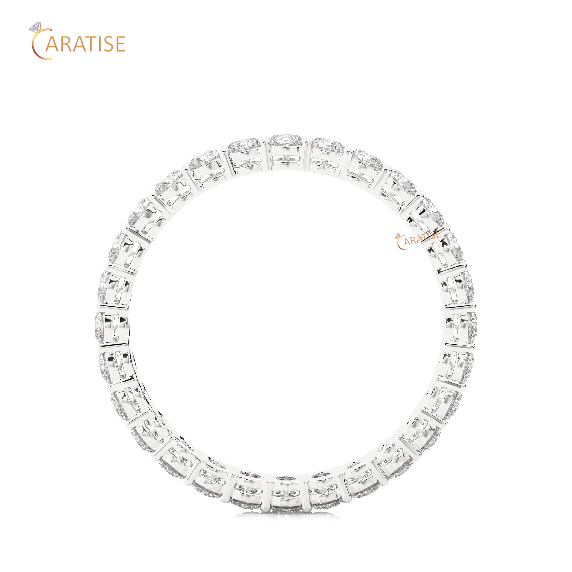 1.12 TDW Round Cut Diamond Full Eternity Band 925 Silver