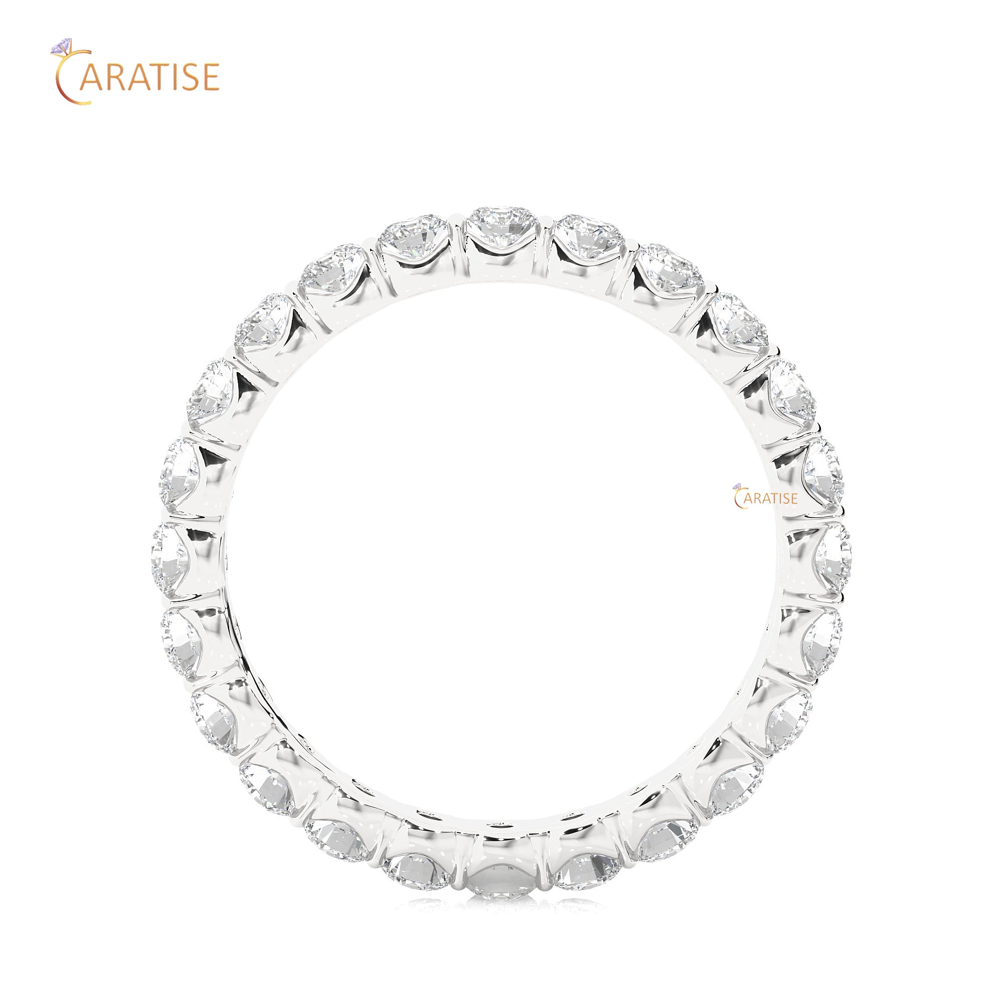 1.09 TDW Round Cut Moissanite Diamond Full Eternity Band 925 Silver