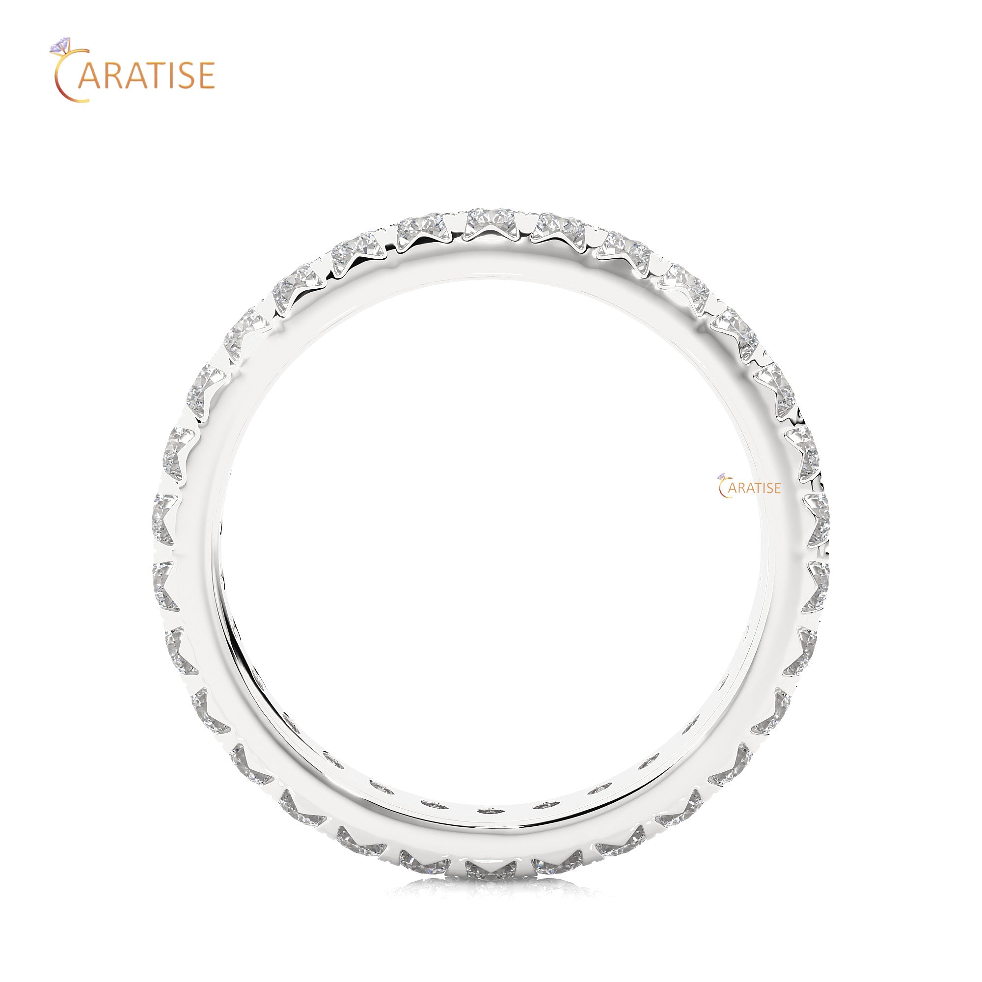 1.04 TDW Round Cut Moissanite Diamond Full Eternity Band 925 Silver