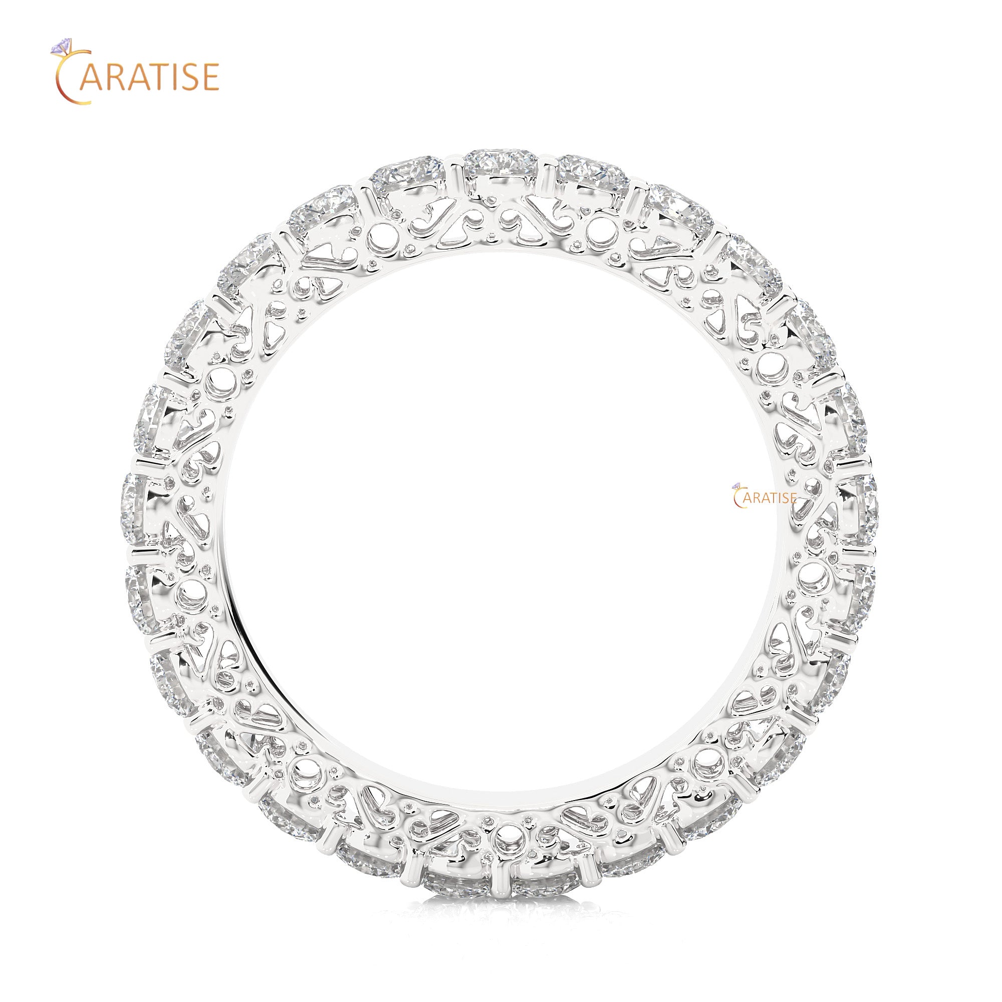 2.28 TDW Round Cut Moissanite Diamond Full Eternity Band 925 Silver