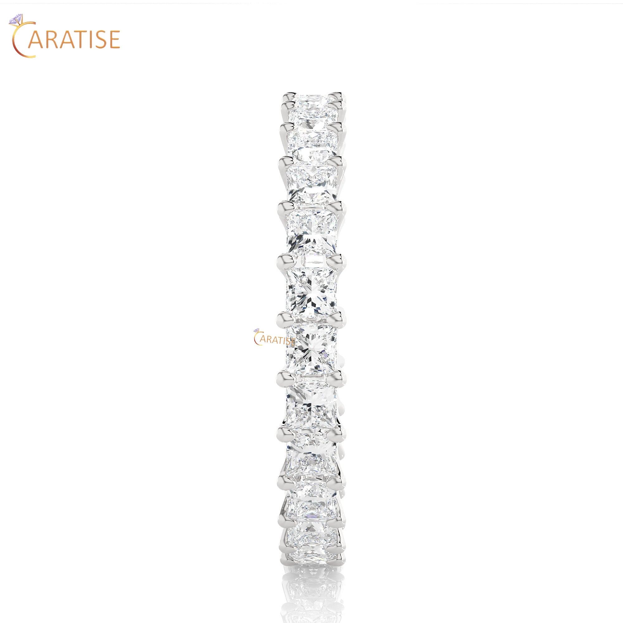 1.93 TDW Princess Cut Moissanite Diamond Full Eternity Band 925 Silver