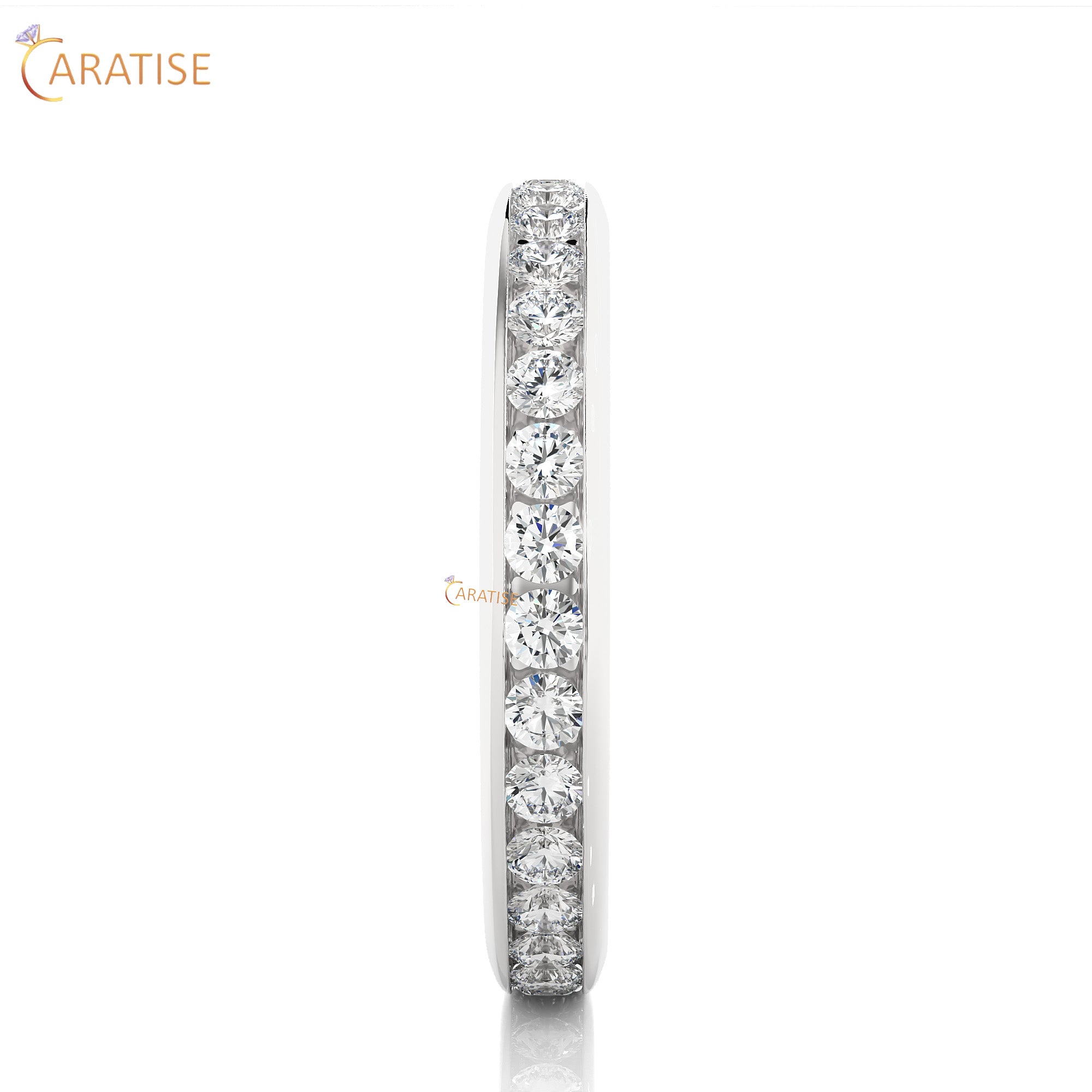 0.96 TDW Round Cut Moissanite Diamond Full Eternity Band 925 Silver