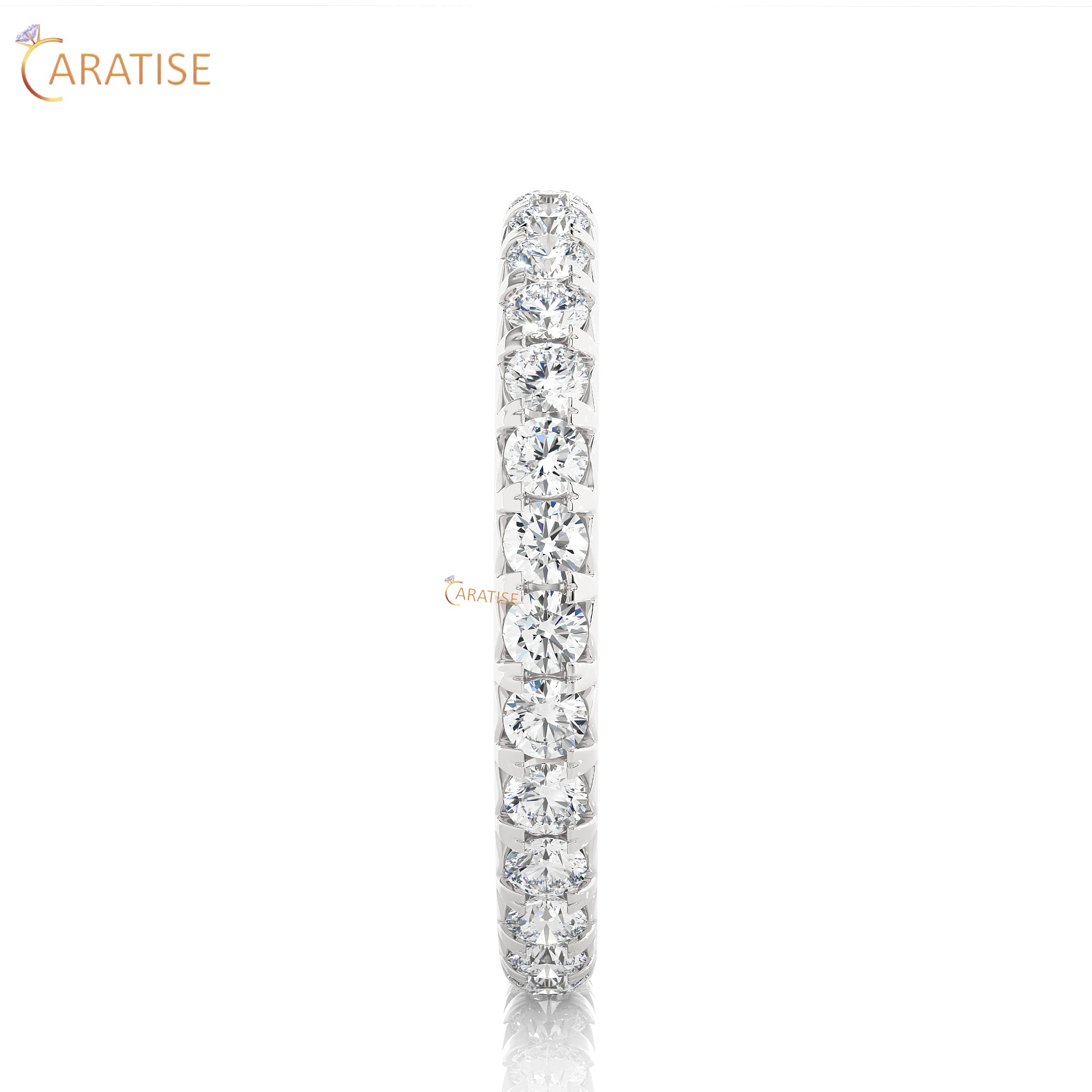 1.04 TDW Round Cut Moissanite Diamond Full Eternity Band 925 Silver