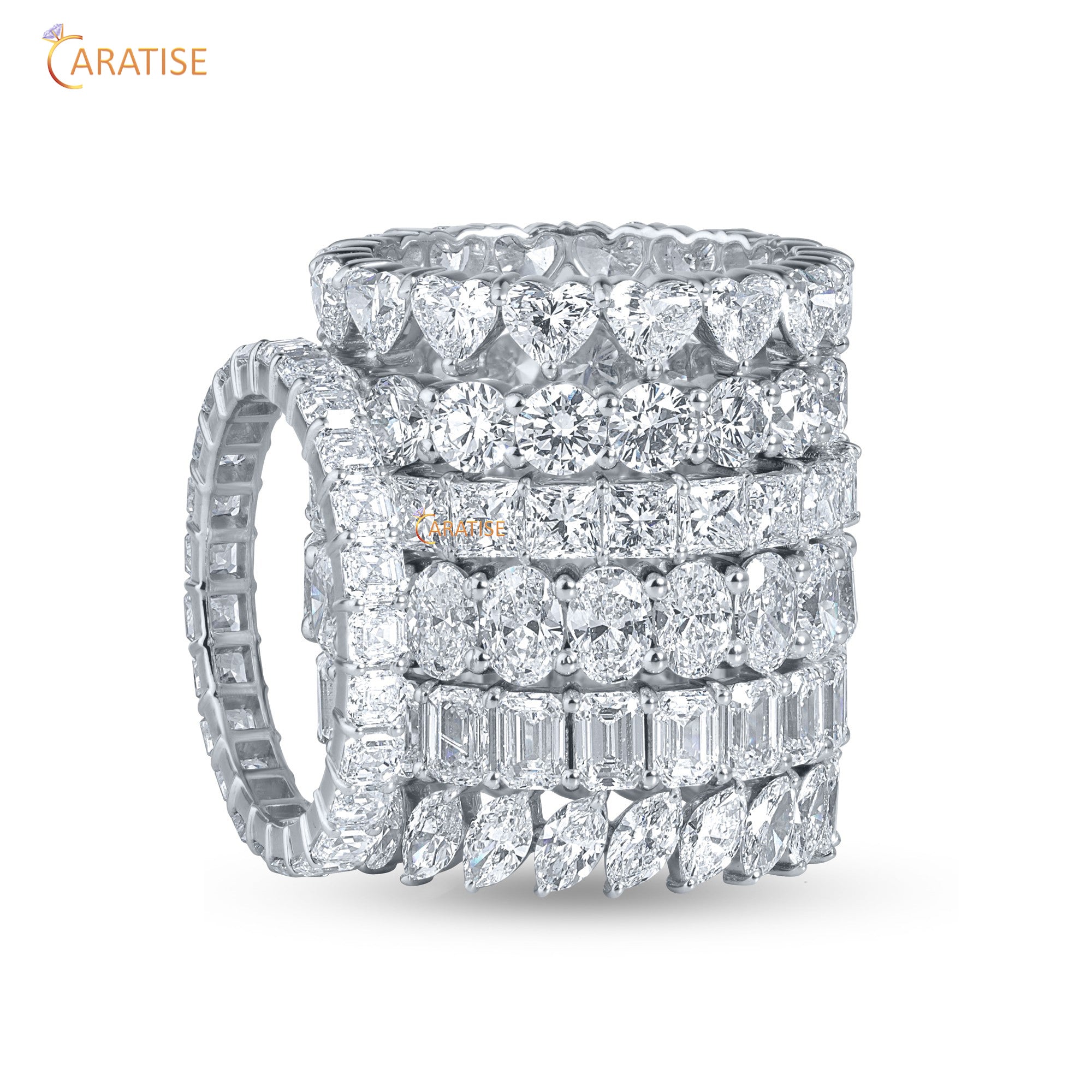 2.02 TDW Asscher Cut Mossiante Diamond Eternity Band 925 Silver