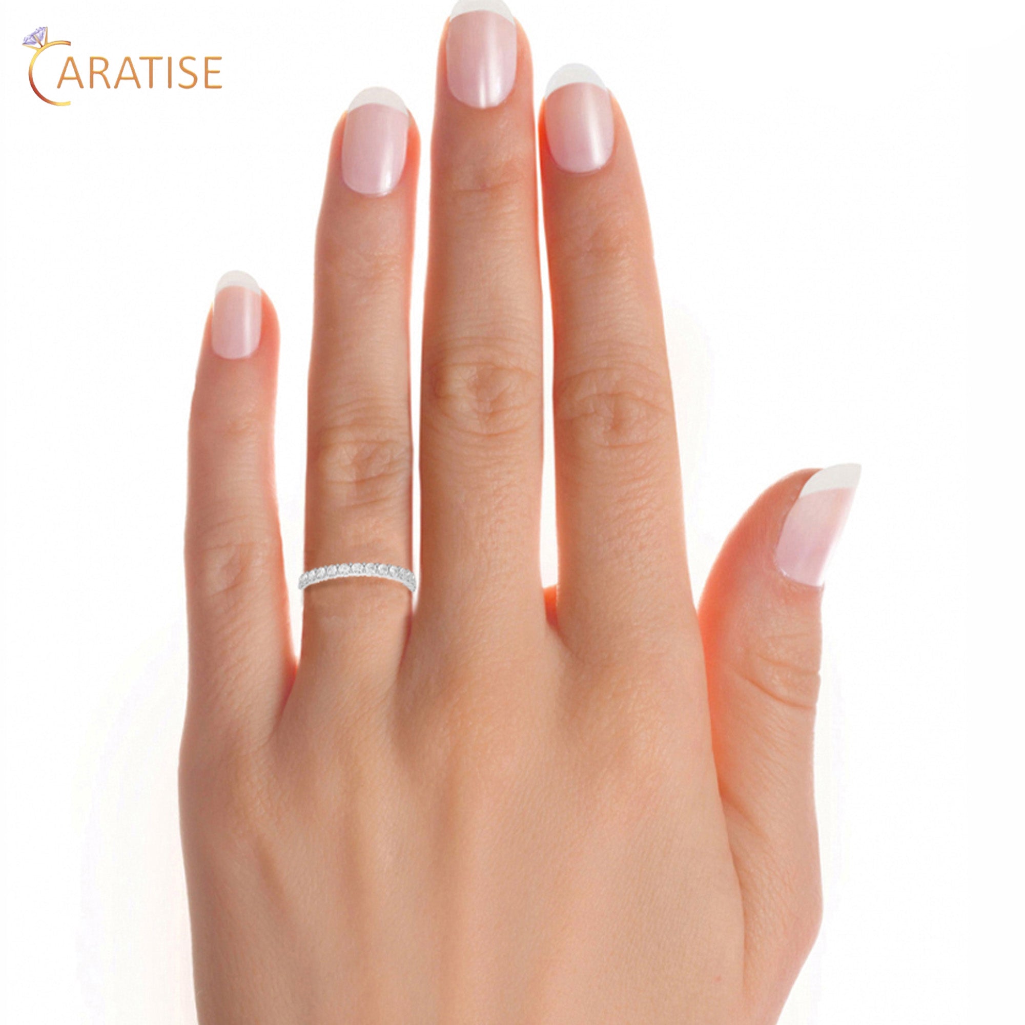 0.90 TDW Round Cut Moissanite Diamond Full Eternity Band 925 Silver