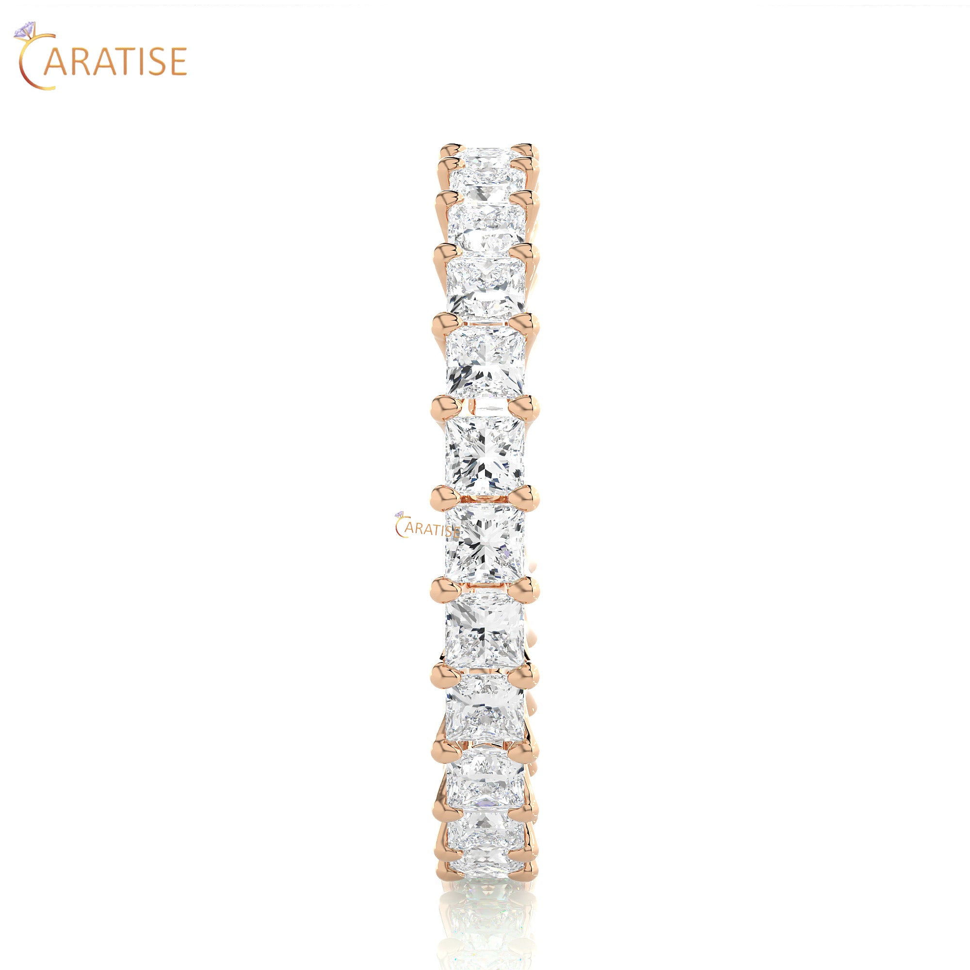 1.93 TDW Princess Cut Moissanite Diamond Full Eternity Band 925 Silver