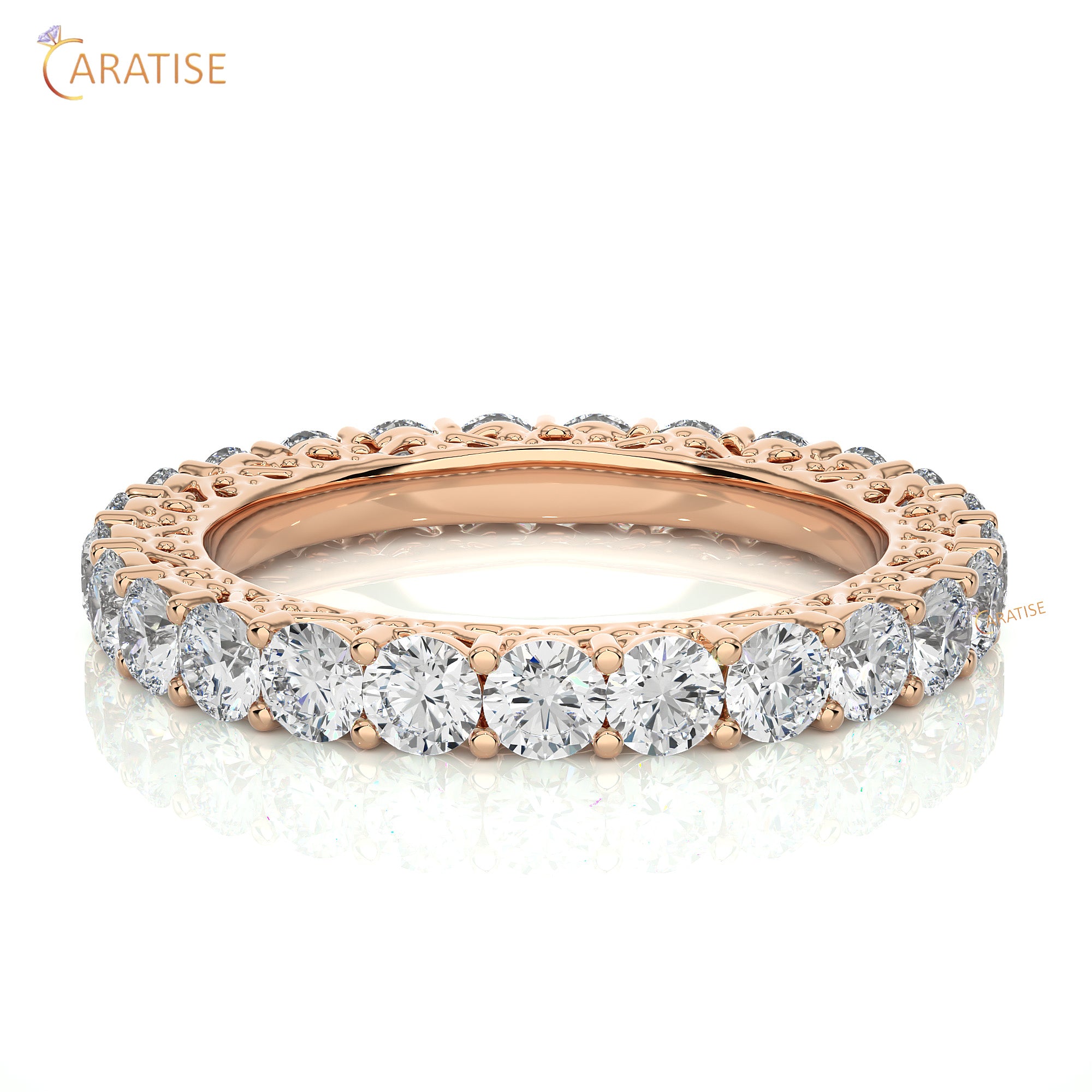 2.28 TDW Round Cut Moissanite Diamond Full Eternity Band 925 Silver