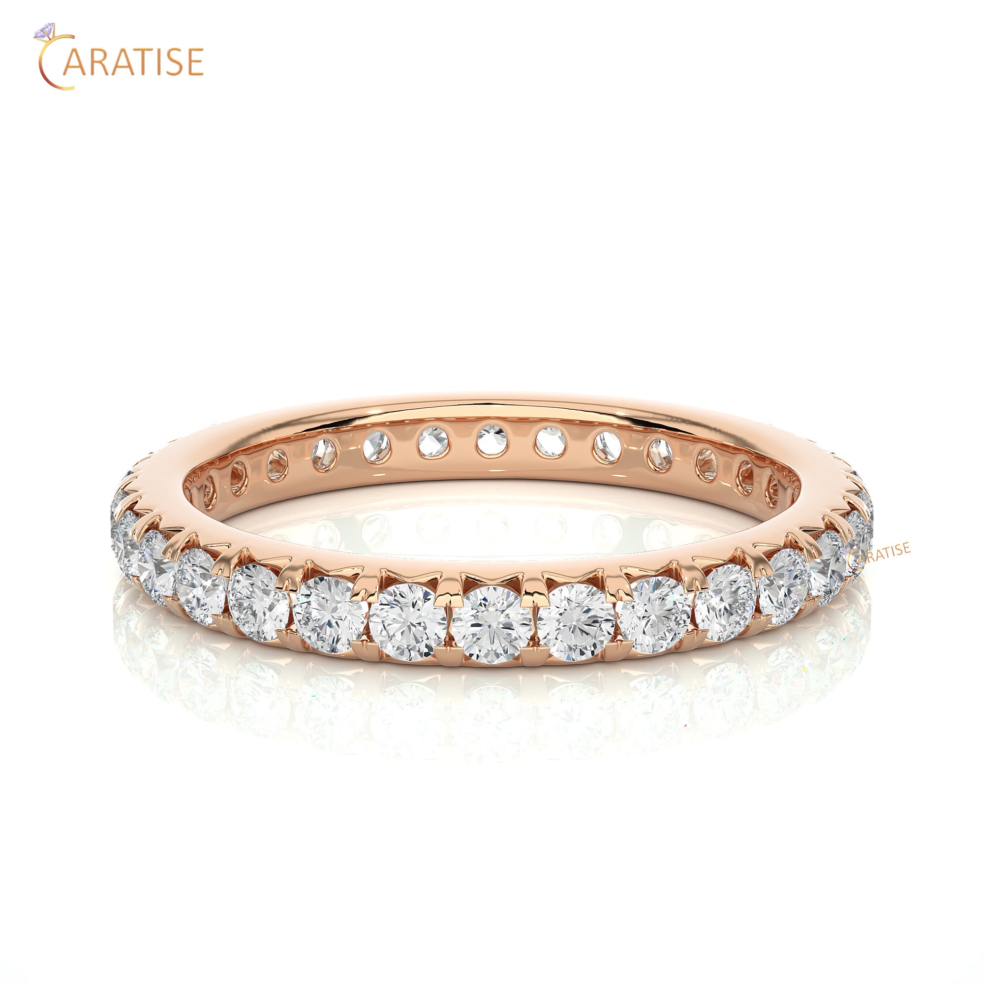 1.04 TDW Round Cut Moissanite Diamond Full Eternity Band 925 Silver