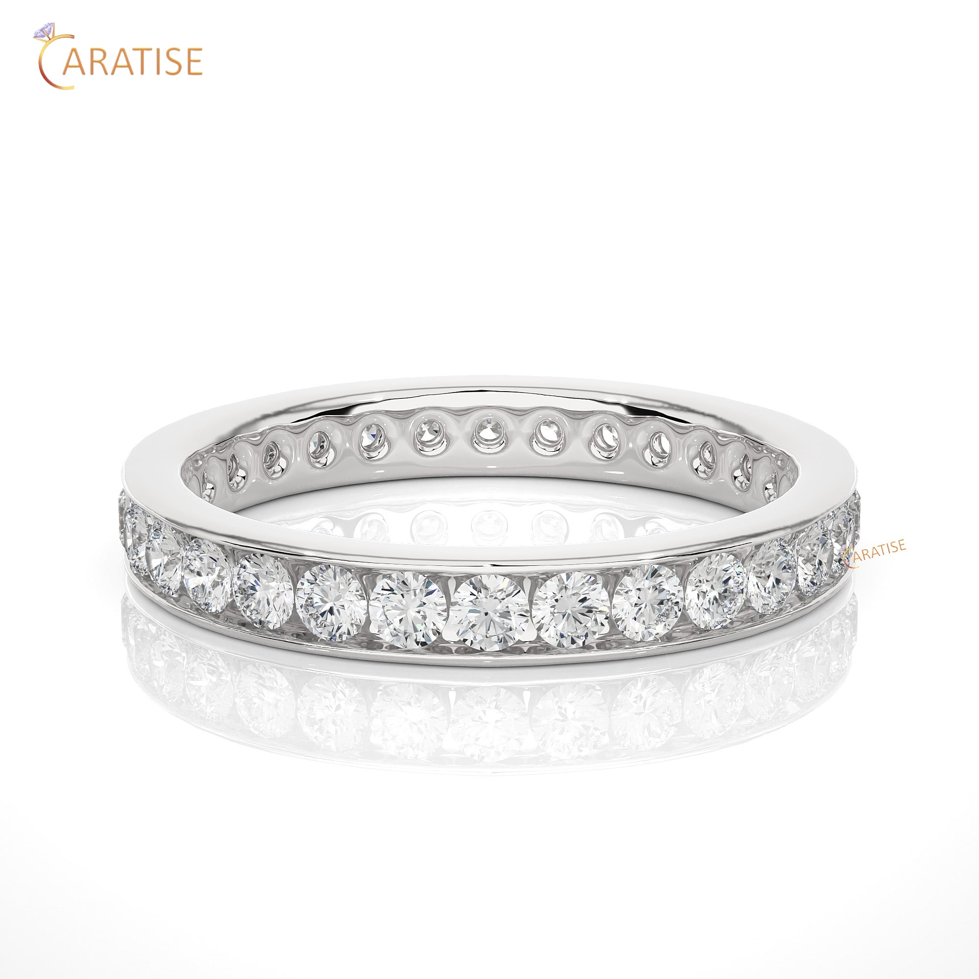 1.04 TDW Round Cut Moissanite Diamond Full Eternity Band 925 Silver