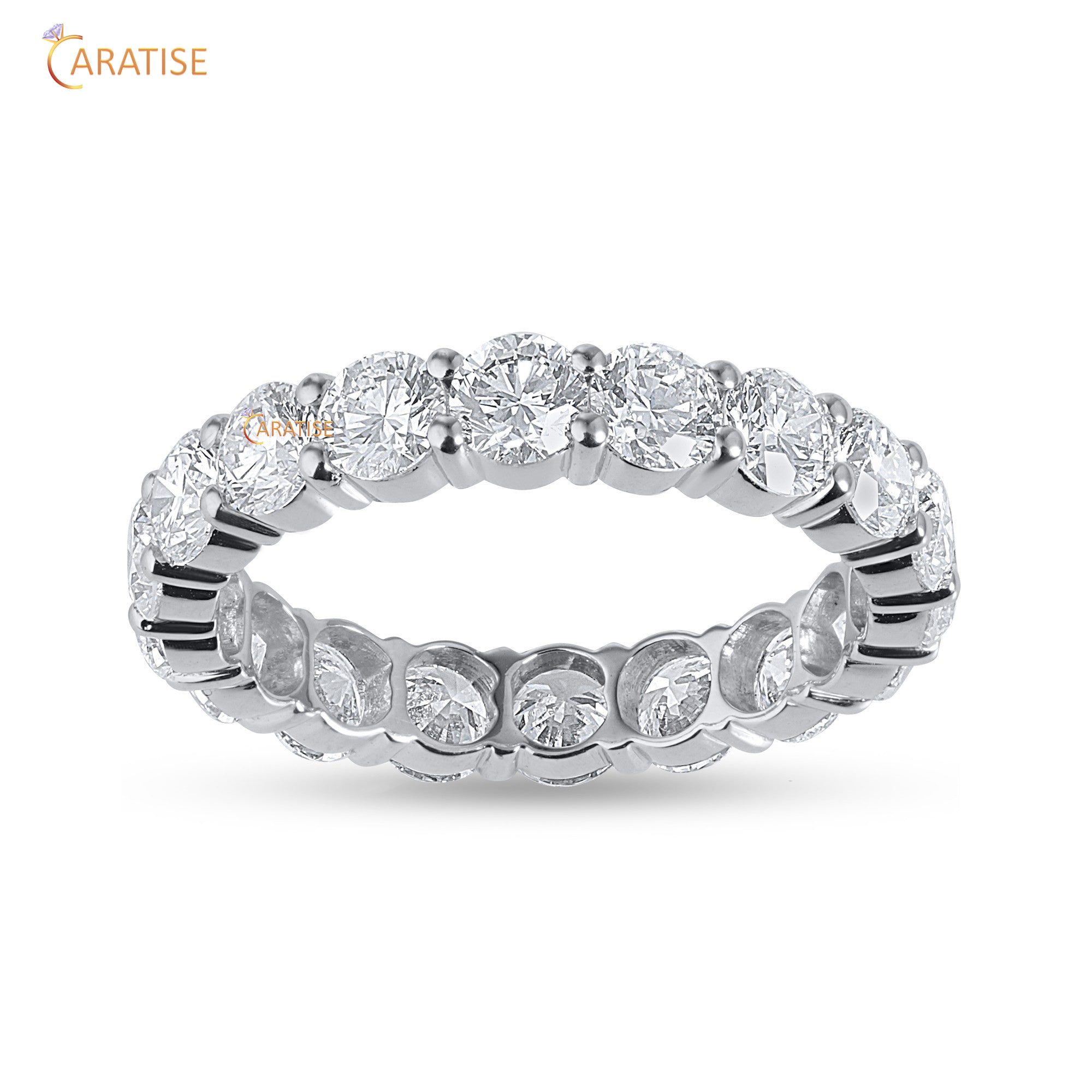 3.40 TDW Round Cut Moissanite Diamond Eternity Band 925 Silver