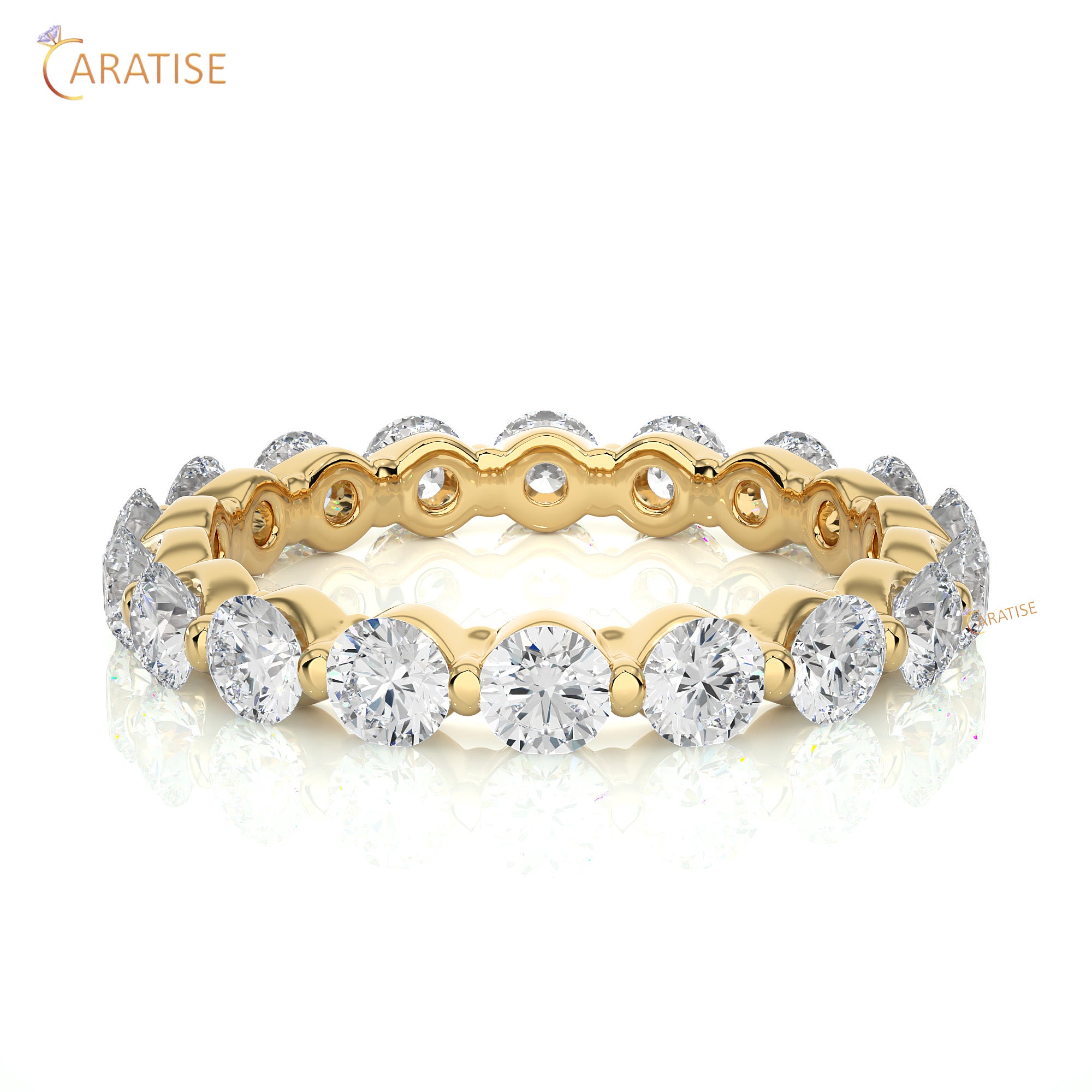 2.01 TDW Round Cut Moissanite Diamond Full Eternity Band 925 Silver